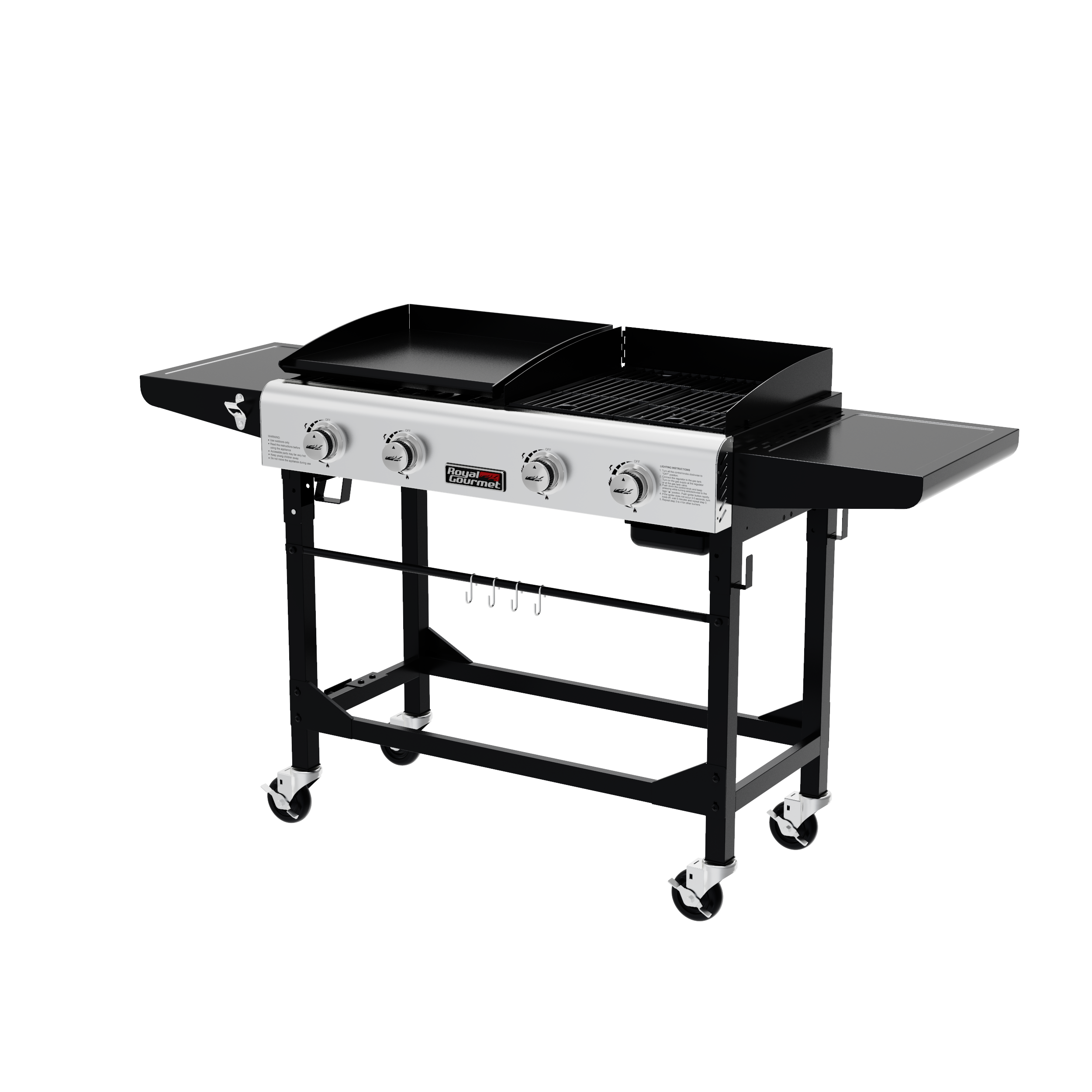 Royal Gourmet 4-Burners Portable Propane Gas Grill and Griddle Combo Grills  in Black with Side Tables GD401 - The Home Depot