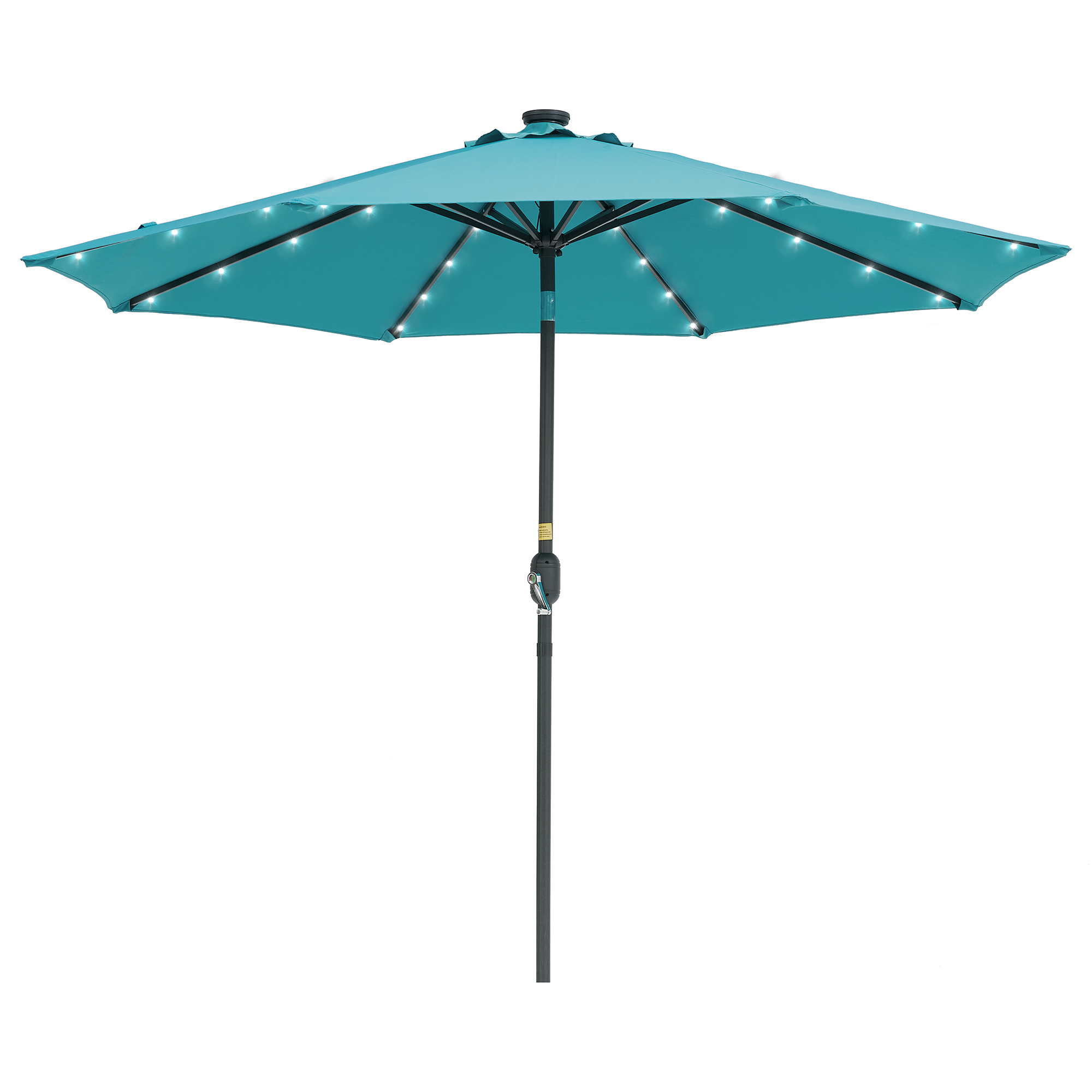 thumbnail video image 2 of ACEGOSES 9ft LED Outdoor Patio Deck Solar Light Umbrellas w/ Tilt,Crank and 8 Ribs,Lake Blue, 2 of 9