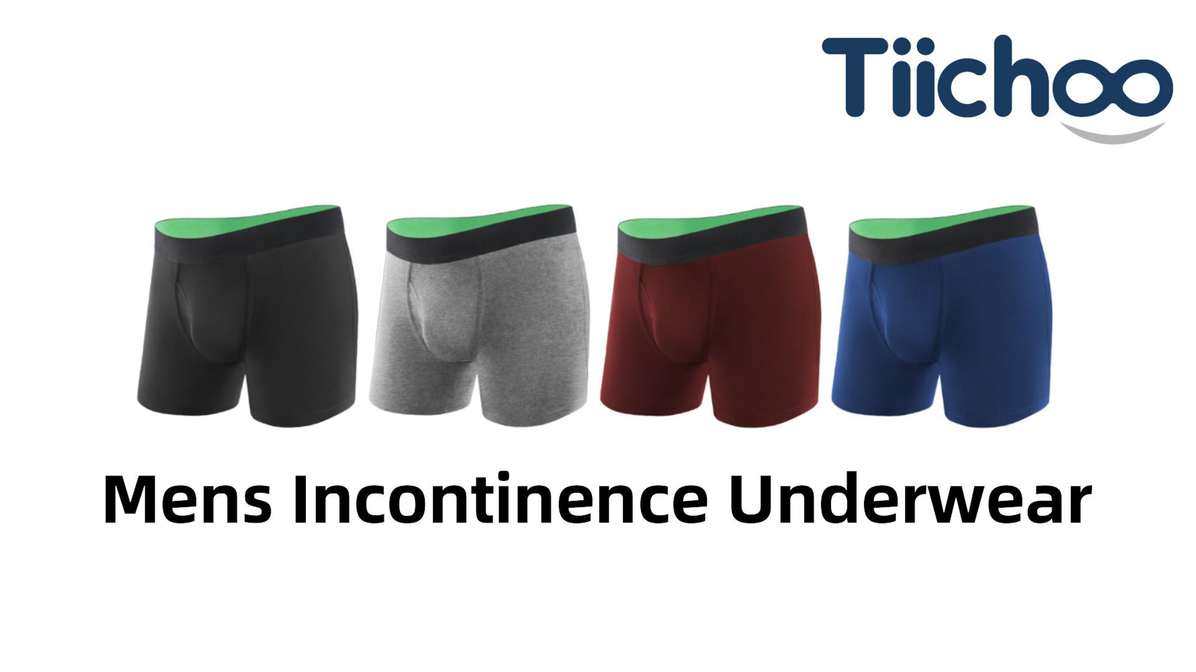 thumbnail video image 2 of TIICHOO Mens Incontinence Underwear Washable with Fly Leakproof Underwar Boxer Briefs Pack of 5(XXL,5 Black), 2 of 7