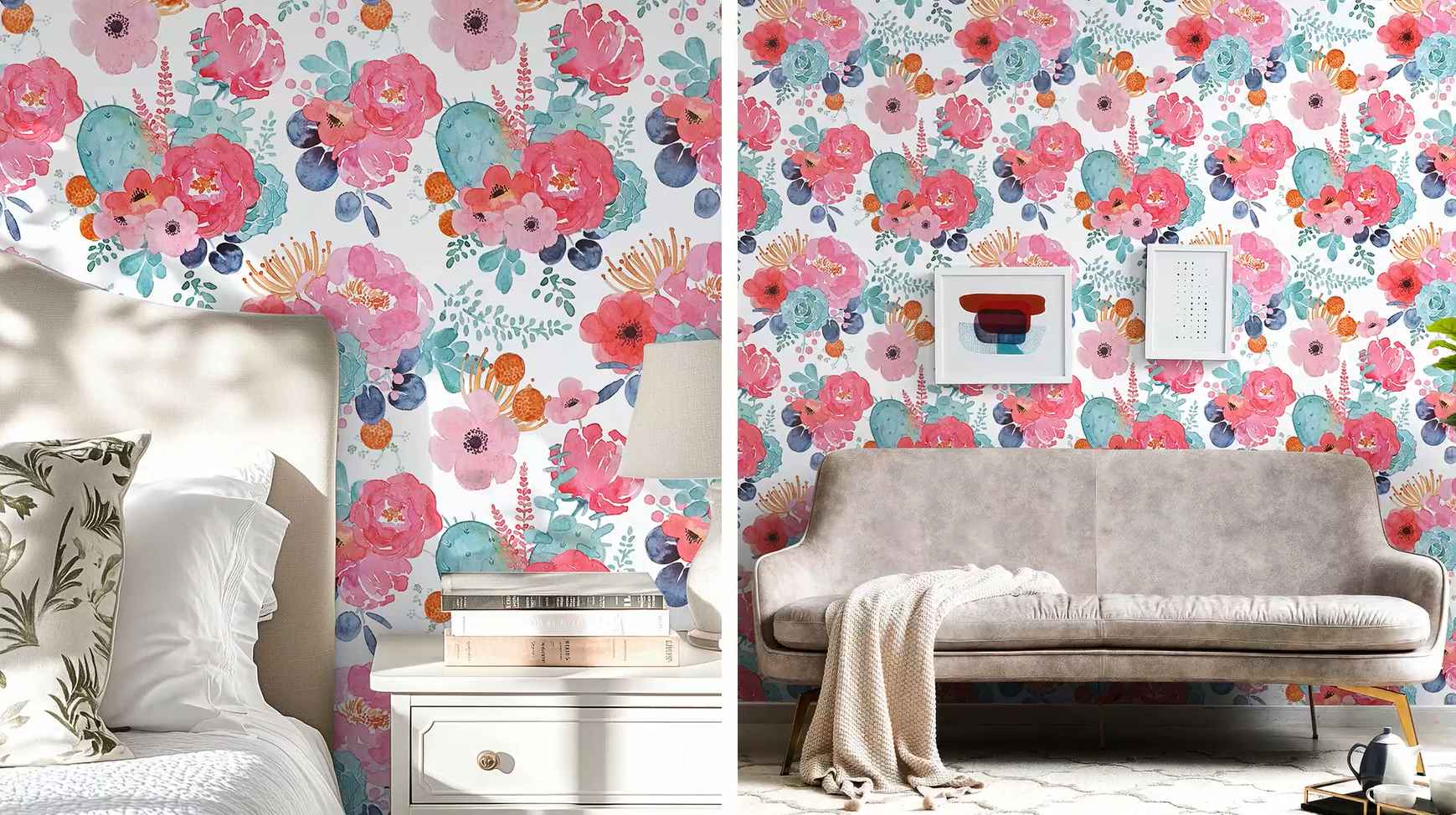 thumbnail video image 2 of DAZLUTE Floral Peel and Stick Wallpaper Vintage Floral Wallpaper Boho Floral Contact Paper Leaf Wallpaper Self Adhesive Removable Wallpaper,17.71" x 394", 2 of 10