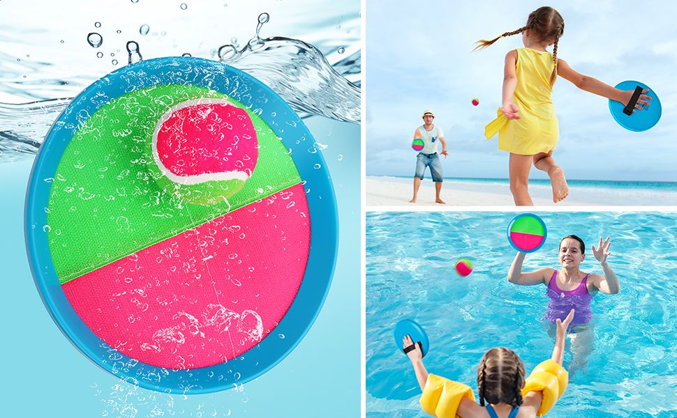 thumbnail video image 2 of PLAYZAP Toss and Catch Ball Set - Outdoor Toys for Kids ages 3 4-8, Beach Toys Outside Yard Pool Lawn Games, Gifts for Boys Girls Adults Family - 4 Paddles 4 Sticky Balls(Upgraded), 2 of 10