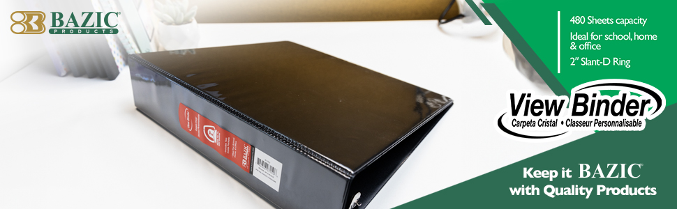 thumbnail video image 2 of BAZIC 3 Ring Binder 2" View Binders Slant D Ring Organizer - White, Hold 500 Sheets, 12-Count, 2 of 8