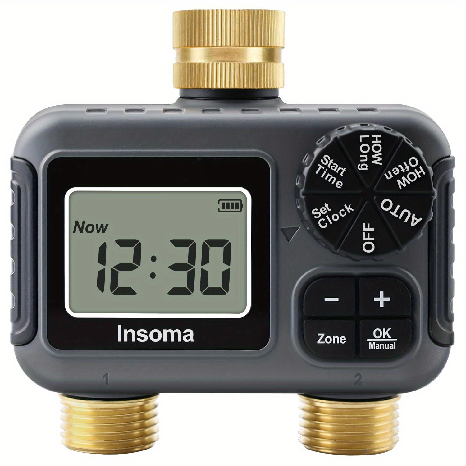thumbnail video image 2 of INSOMA 2-Zone Programmable Garden Hose Timer, Auto/Manual/Rain Delay Modes, 2 of 8