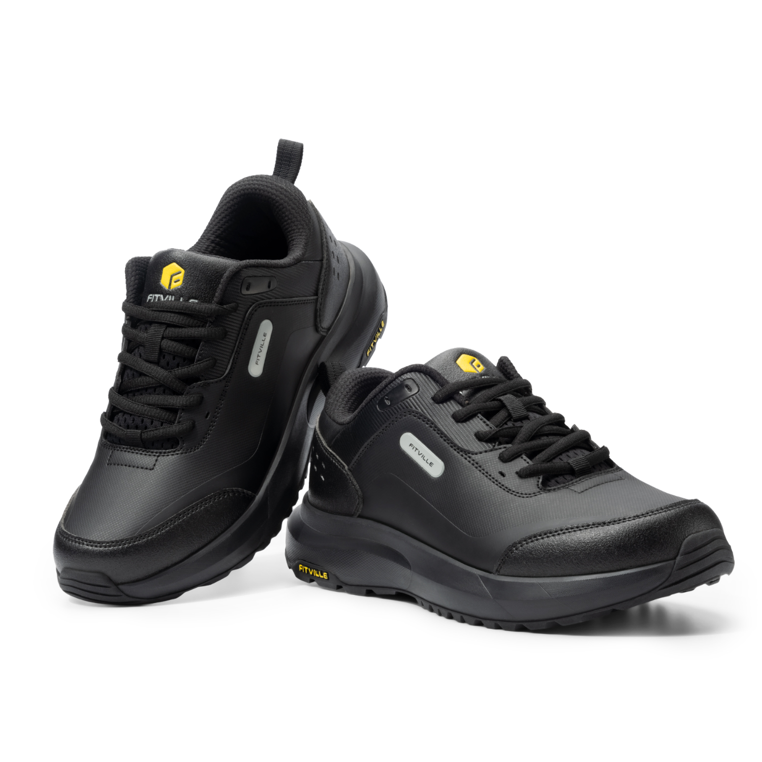 thumbnail video image 2 of FitVille Mens Extra Wide Hiking Shoes Low-top Waterproof Sneakers with Arch Support, Black, 11 x-Wide, 2 of 6