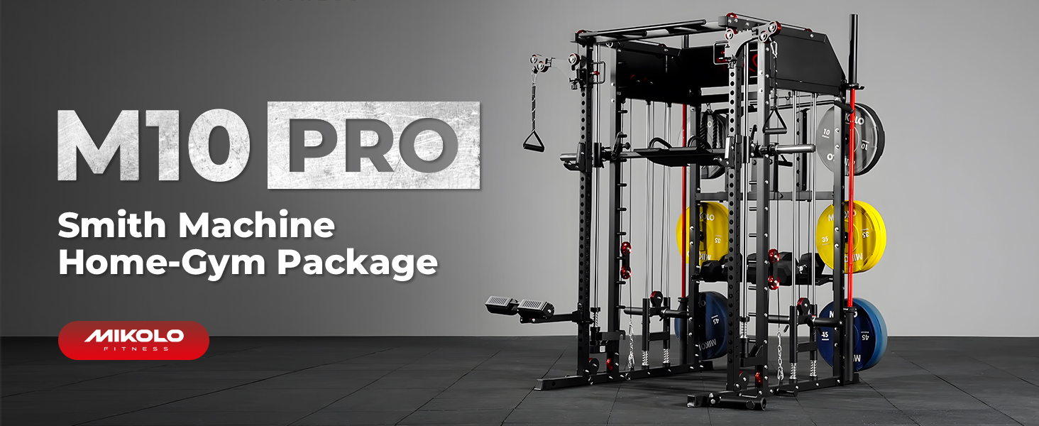 thumbnail video image 2 of Mikolo Smith Machine Home Gym, All-in-One Power Rack with Smith Cage and Functional Trainer, Squat Rack with 2:1 Dual Pulley Cable System and Extended Forward Reach, Vertical Leg Press, 2 of 18