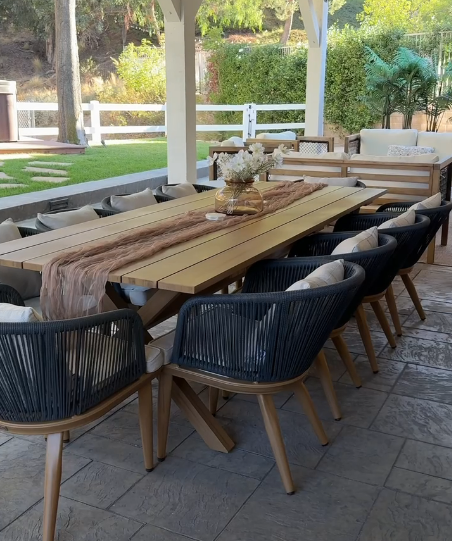 thumbnail video image 2 of PURPLE LEAF 7 Pieces Patio Dining Set, Rectangular Aluminum Outdoor Table and 6 Wicker Chairs with Cushions for Garden Kitchen and Porch, Champagne, 2 of 10