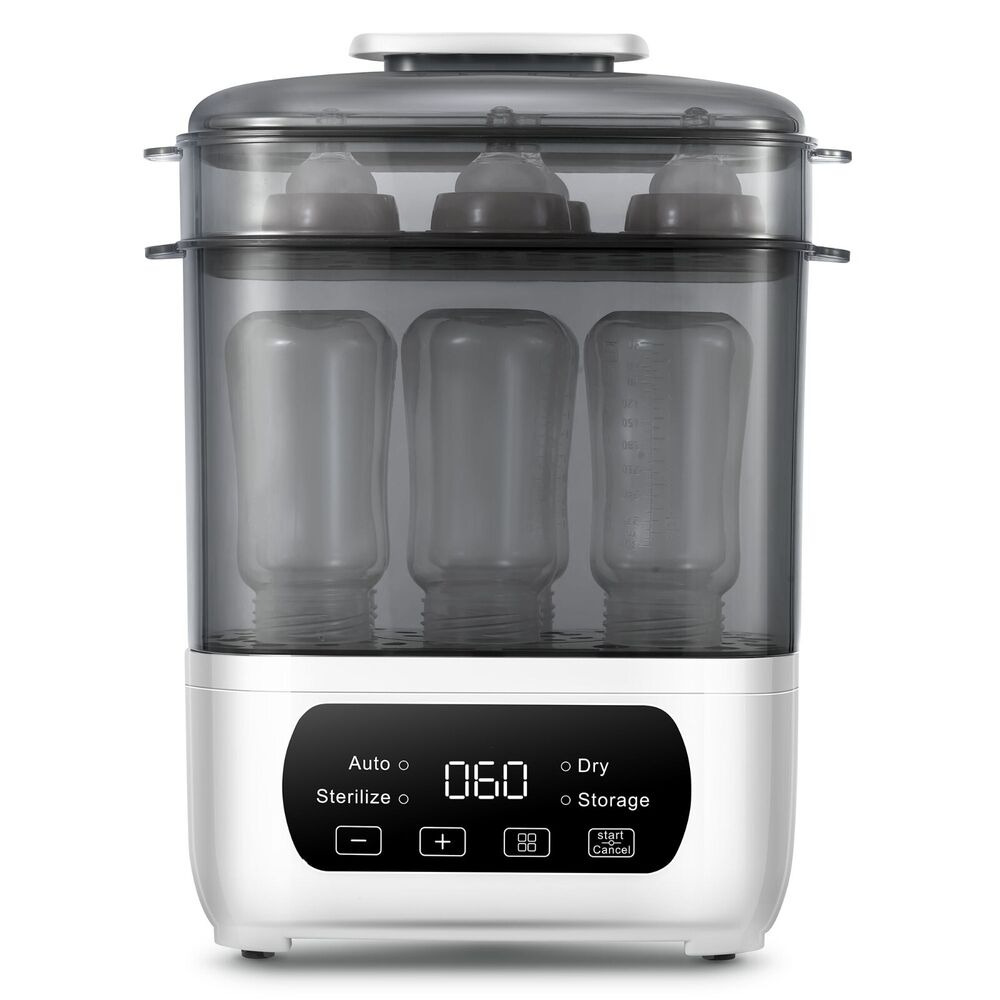 thumbnail video image 2 of AMZBABYCHEF 4-in-1 Electric Baby Bottle Steam Sterilizer Dryer LED Touch Screen Multi-Function,Gray, 2 of 12