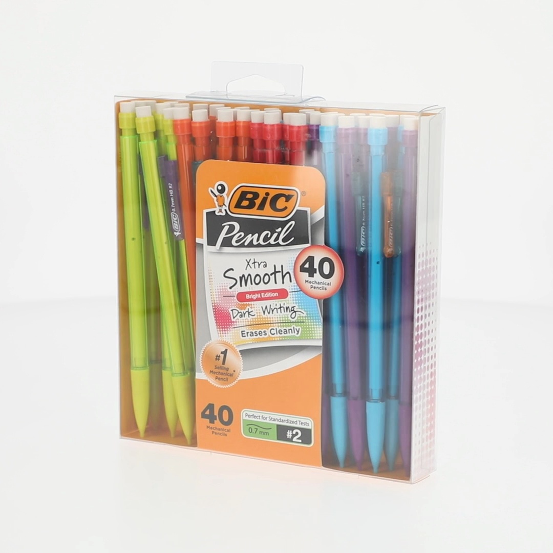 Bic Matita Meccanica Xtra-Smooth, Punta 0,7 Mm, Mina N.2, Fusto Trasparente, Confezione Da 320 Pezzi Per Ufficio E Scuola