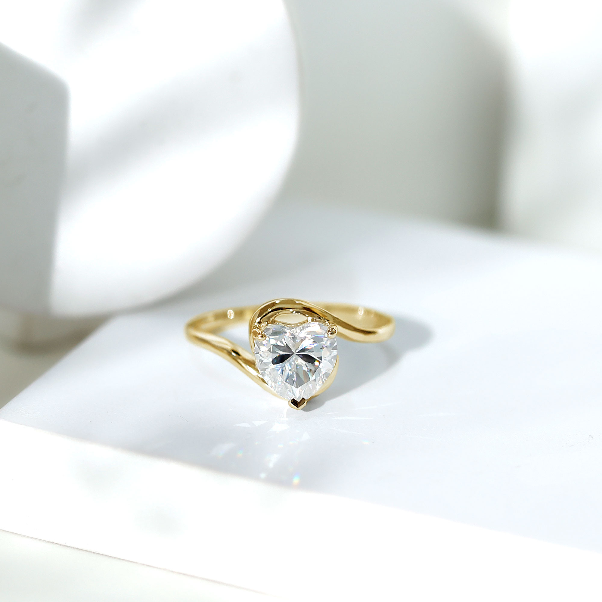 thumbnail video image 2 of Rosec Jewels Lab Diamond Heart Engagement Ring 2 Carat - 8 mm Solitaire Diamond Heart Bypass Ring (Ef-Vs Quality), 925 Sterling Silver, US 4.00, 2 of 9