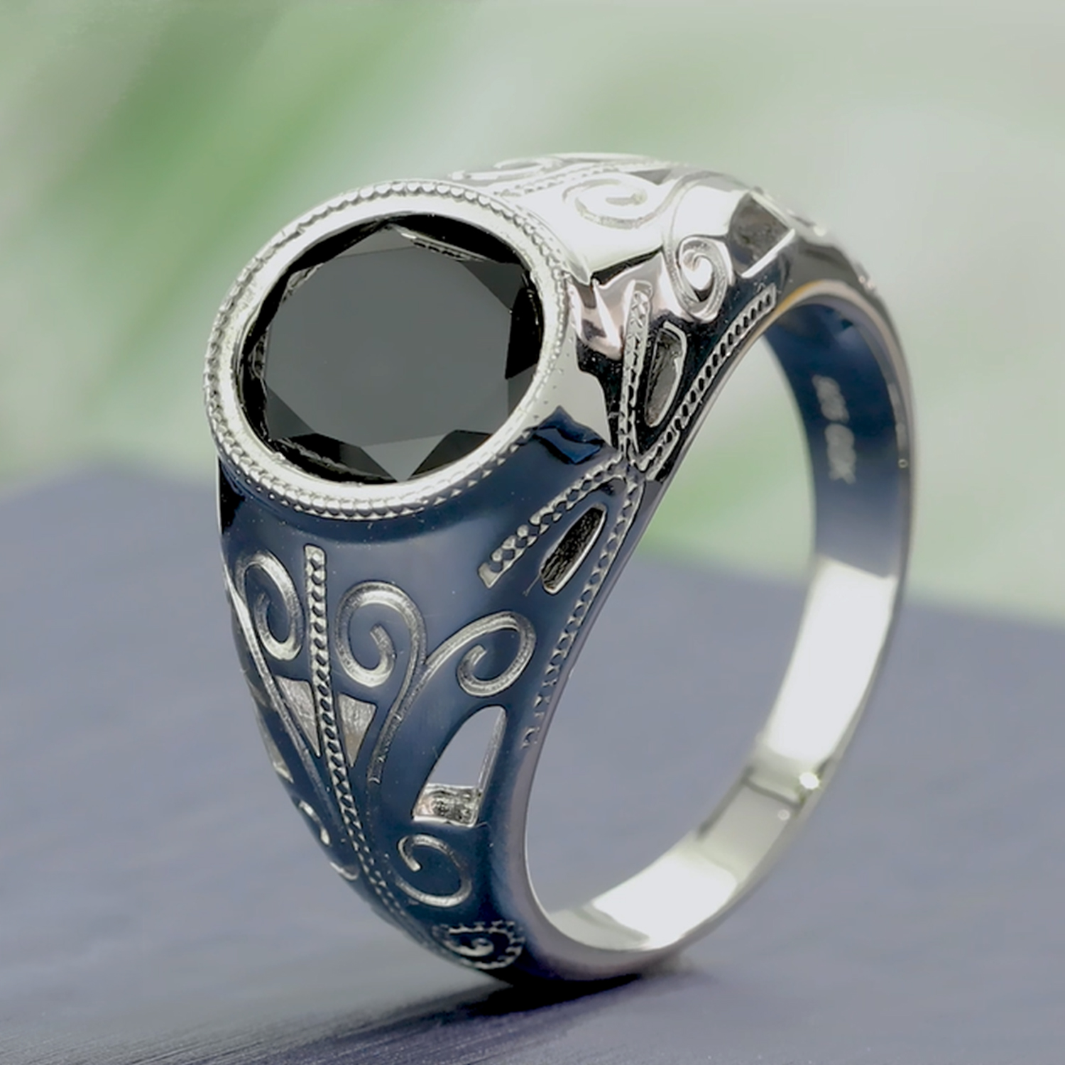 OX JEWELRY Silver Big Onyx Ring 19号 OX JEWELRY Silver Big Onyx Ring 19号 【公式通販】