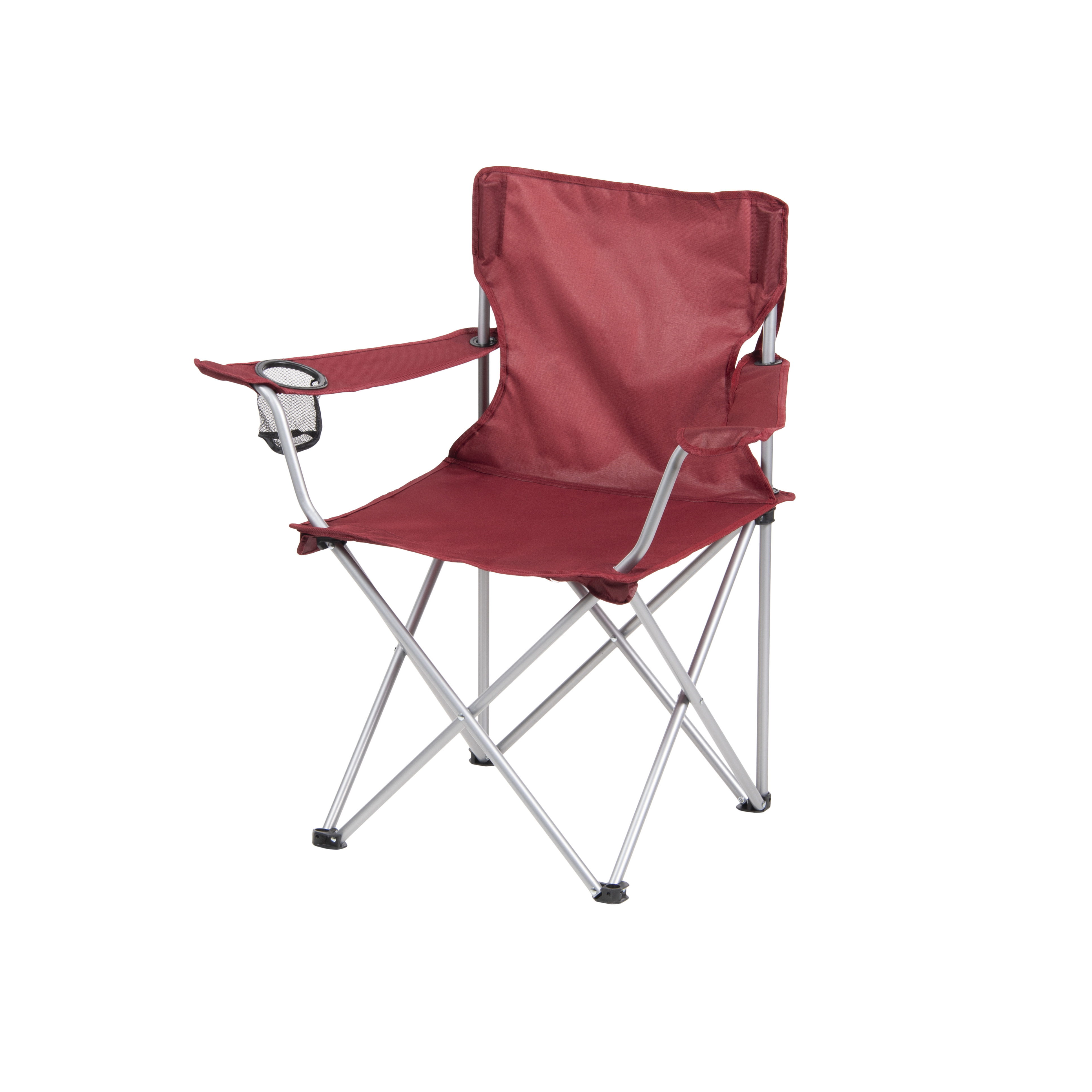 Ozark Trail Basic Quad Folding Camp Chair with Cup Holder Red