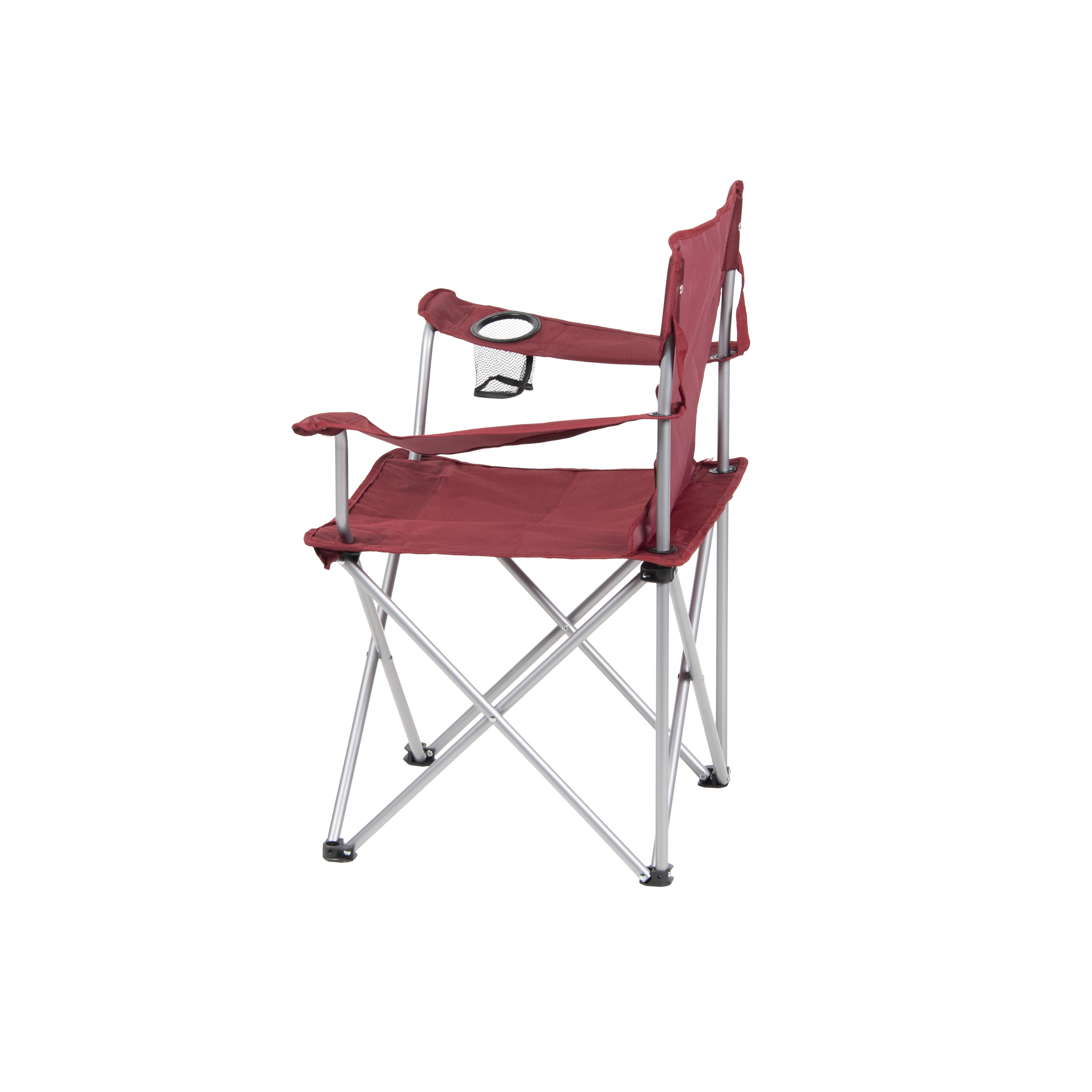 Ozark Trail Basic Quad Folding Camp Chair with Cup Holder, Red, Adult