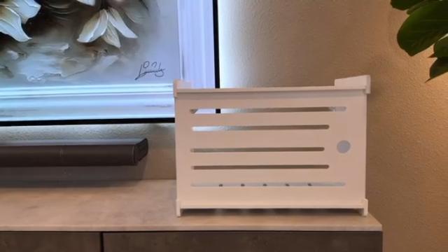 thumbnail video image 2 of Wooden WiFi Router Storage Box Hider Shelf, Decorative Projector Box Hider Rack Countertop, for Cable, Modem, Internet, Router Power Cover Storage Organizer Cabinet Wall Mounted, Solid Wood, 2 of 8