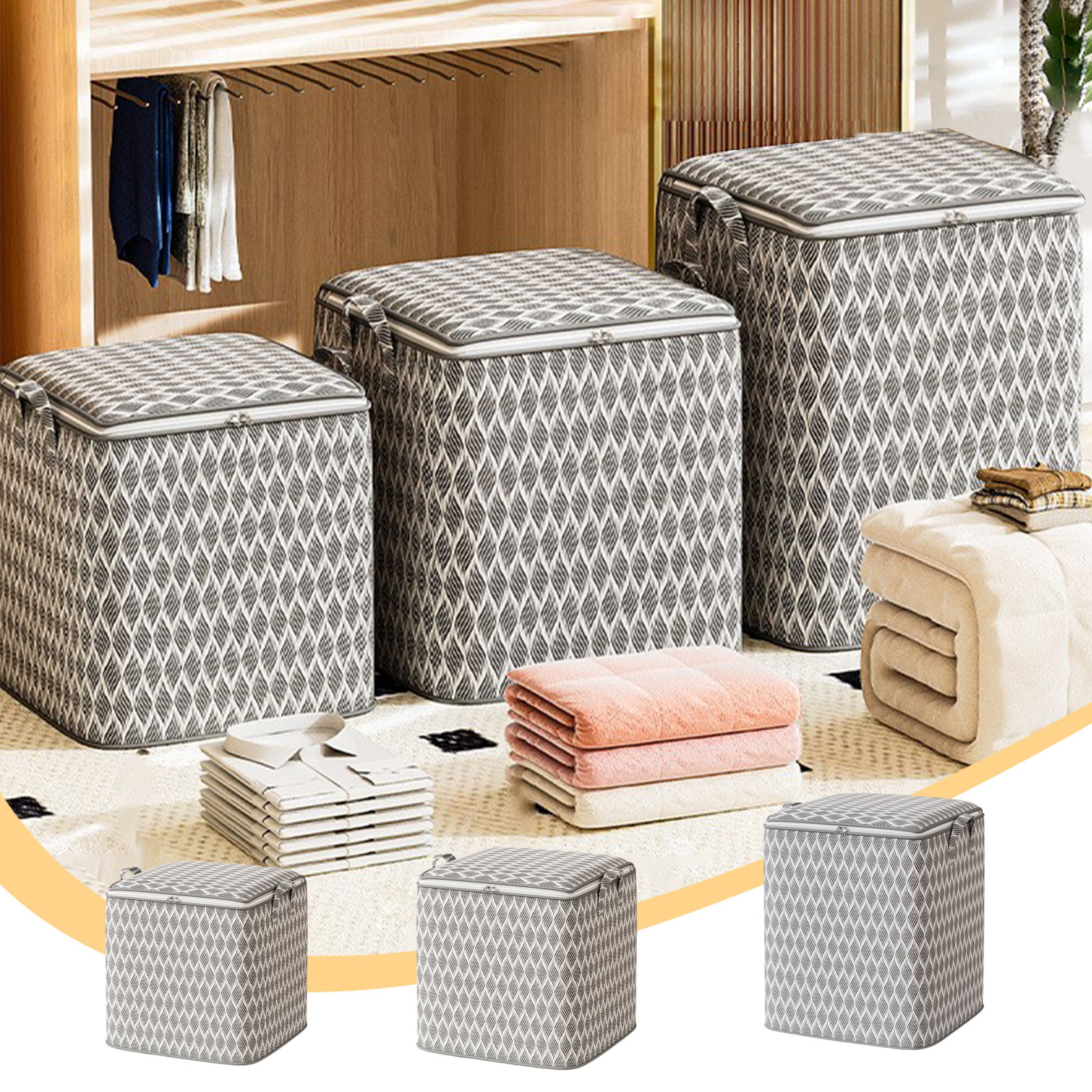 thumbnail video image 2 of Heavy Duty Moving Bags with Reinforced Zipper & Handles, Collapsibles Packing Bins with Lid for Clothes, Large Quilt Storage Containers, For College Dorm, Travel, Home Organization, 2 of 8