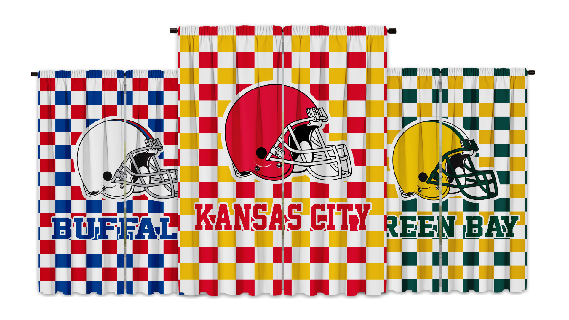 thumbnail video image 2 of Green Bay Football Team Blackout Curtain Panels, 72x63 Inch Room Darkening Curtains, 2 Panels for Bedroom Living Room Window Treatment, 2 of 7