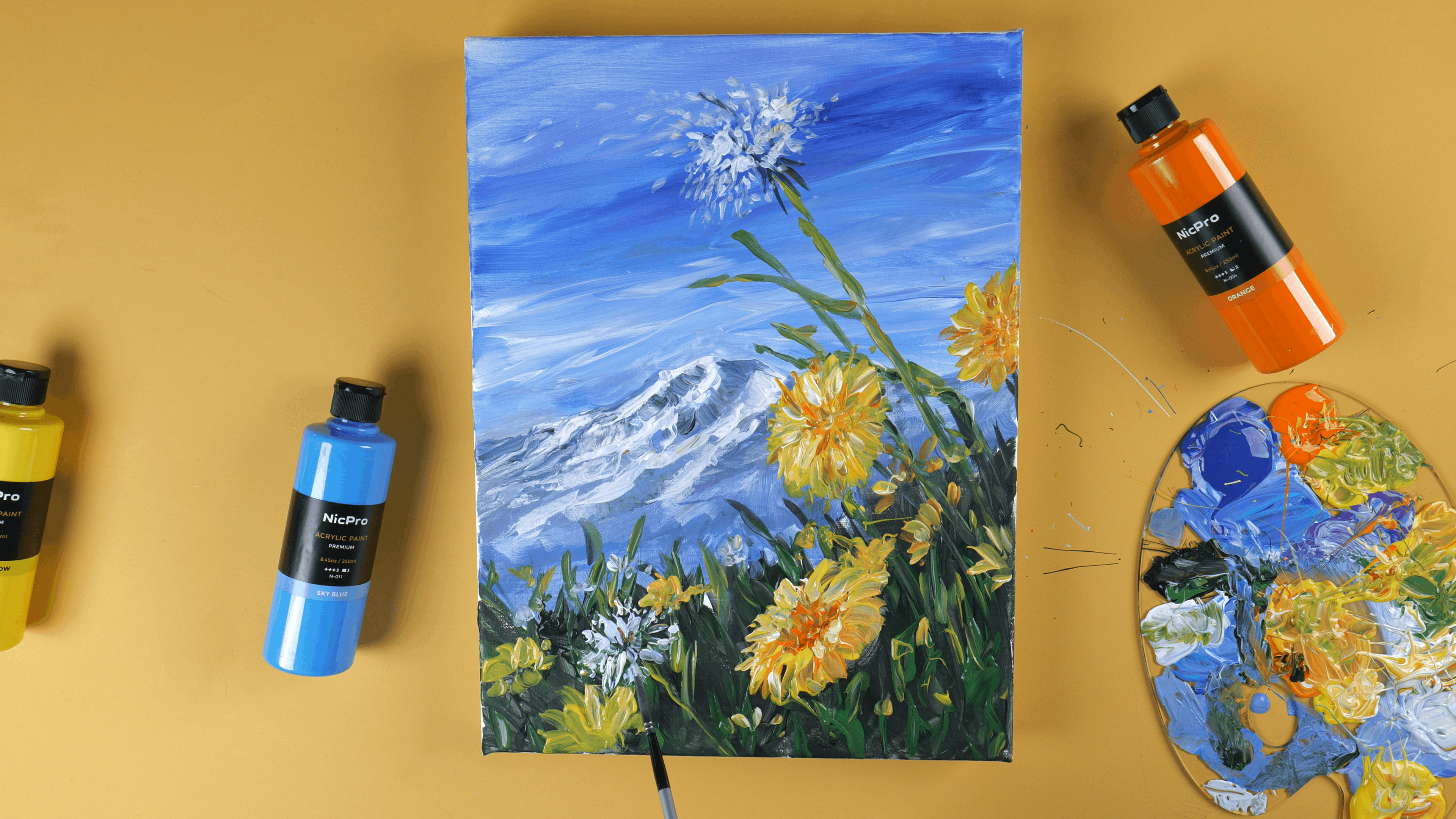 thumbnail video image 2 of Nicpro 18 Colors Acrylic Paint Set, 8.45oz/250ml Artist Painting Supplies Bulk for Multi Surface Canvas, Wood, Fabric, Leather, Paper, Chalk Board, 2 of 7