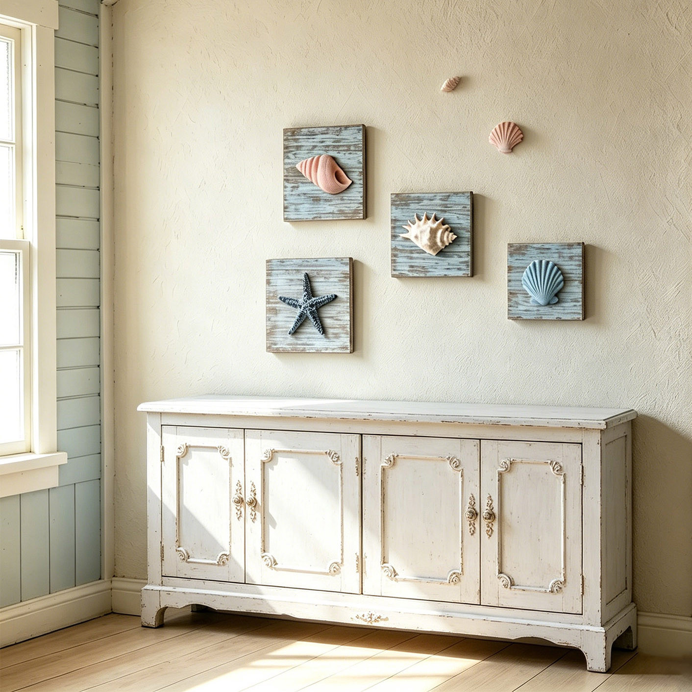 thumbnail video image 2 of Coastal Hanging Ornaments, Mediterranean Handmade Wooden Starfish Shell Wall Art, Beach Nautical Wall Accent Decor, Seaside Wall Plaques for Homestay Hallway, Bedroom, Seaside Themed Interior, 2 of 8