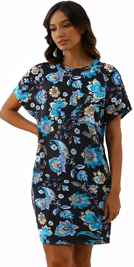 thumbnail video image 2 of MINTREUS Women's Nightgown Short Sleeve Nightshirt Round Sleep Shirt Loose Loungewear Casual Sleepwear, 2 of 8