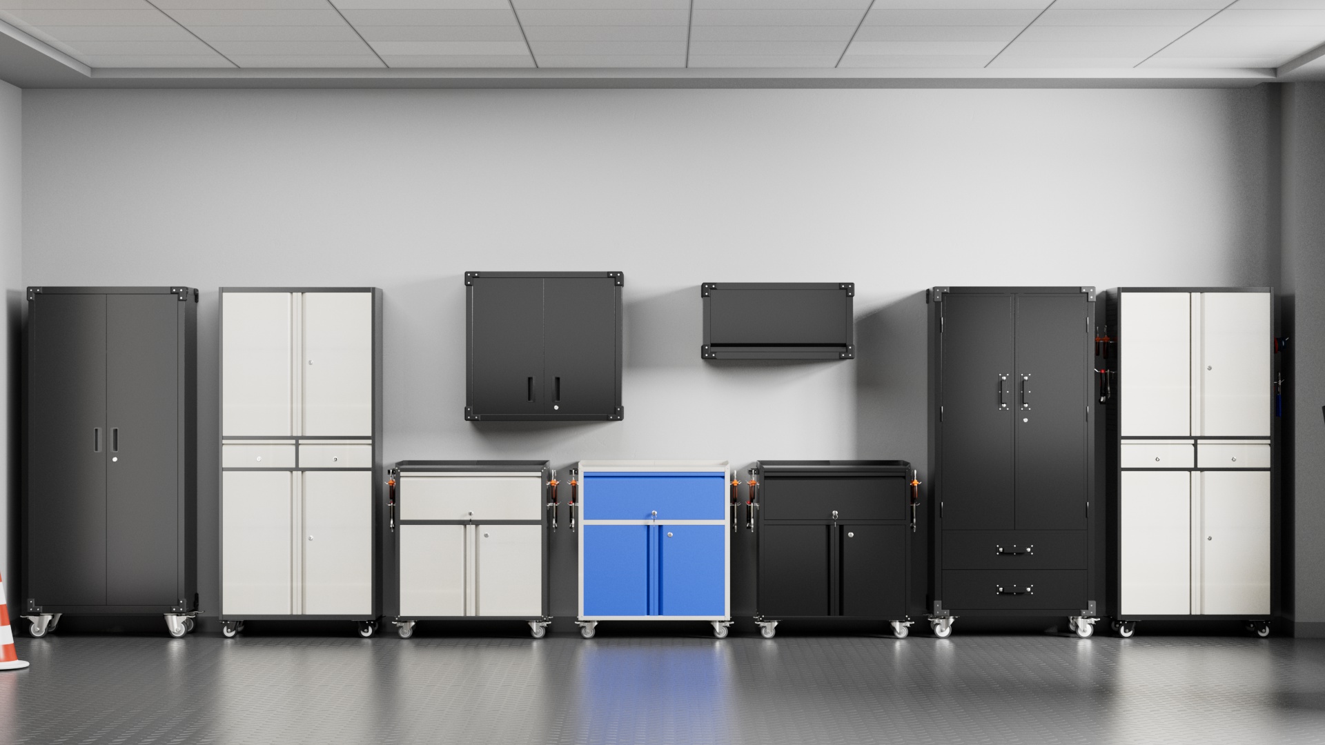 thumbnail video image 2 of Gaeanet Metal Garage Storage Cabinet with Wheels,Rolling Steel Cabinets with 2 Drawer & Adjustable Shelf,Lockable Storage Cabinets with Pegboard & Handle for Garage,Warehouse,Black,Assembly Required, 2 of 9