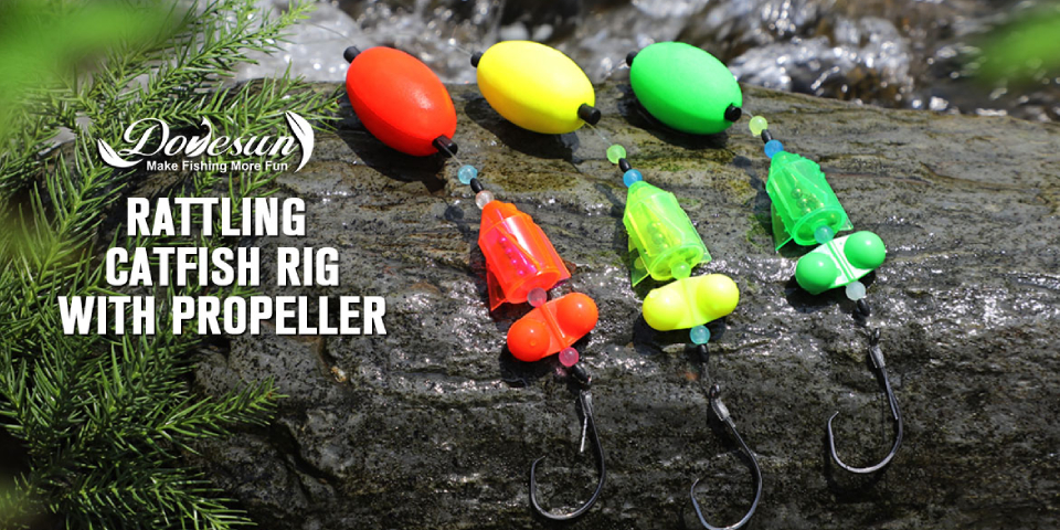 thumbnail video image 2 of 6 pack Dovesun Catfish Santee Rigs with Oval Float & Rattling & 8/0 Circle Hooks for Catfish, Multicolor, 2 of 7