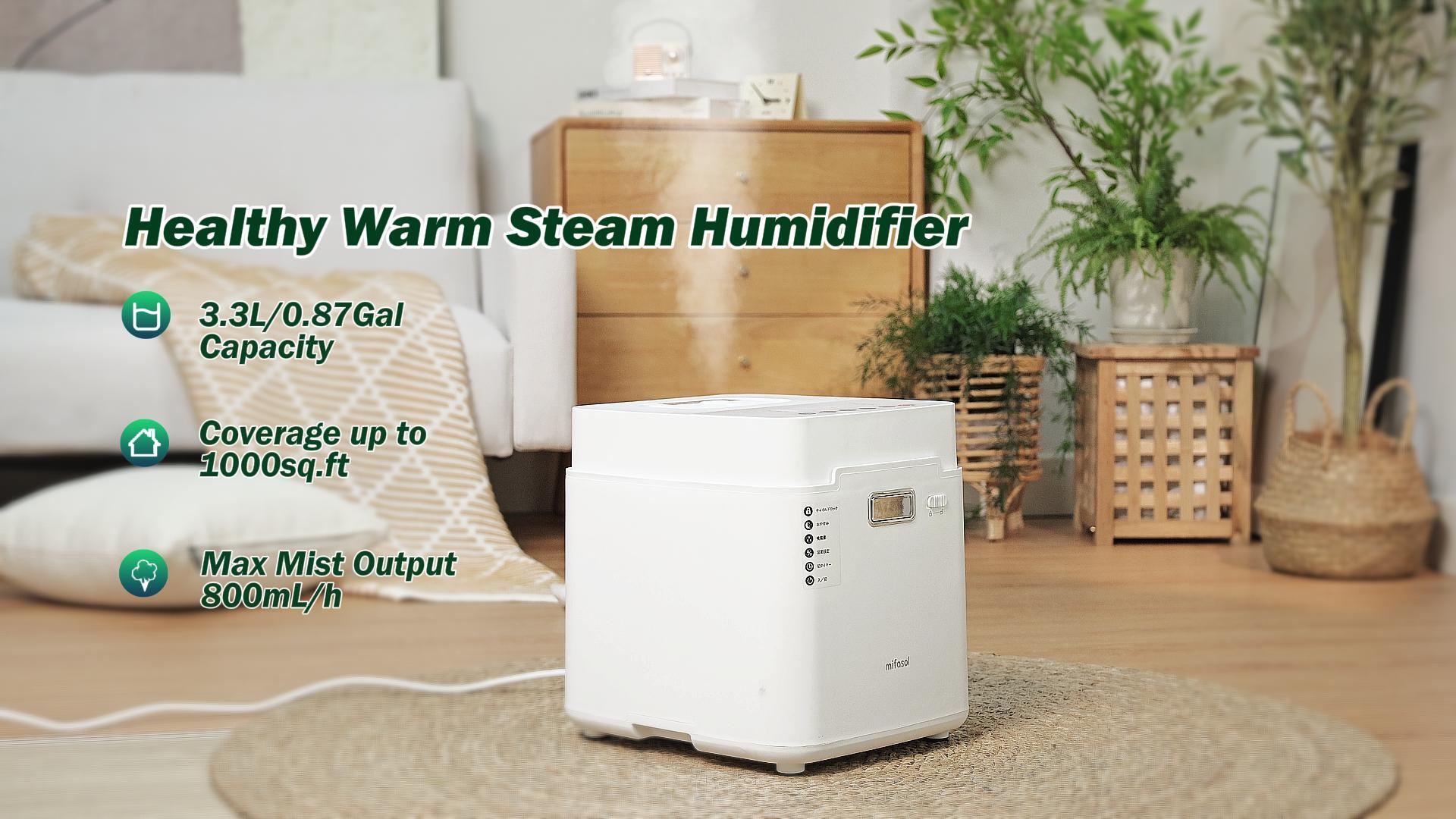 Mifasol Stainless Steel Humidifier, 3.3L/0.87Gal Steam Humidifier Large ...