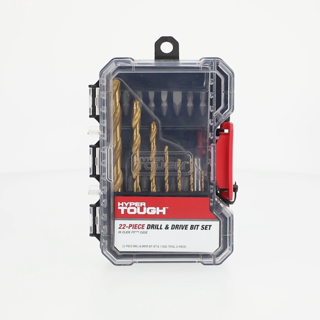 Hyper Tough Drill & Drive Set with Titanium Coated Bits 22-Piece