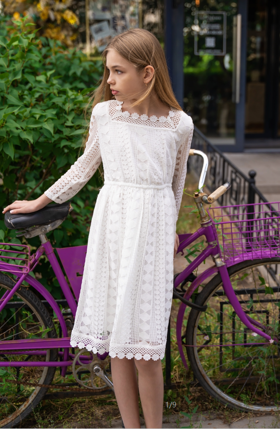 walmart white lace dress Sunny Fashion Flower Girls Dress White Lace Square Party Pageant Wedding Vintage Formal 12 Years, Girl's