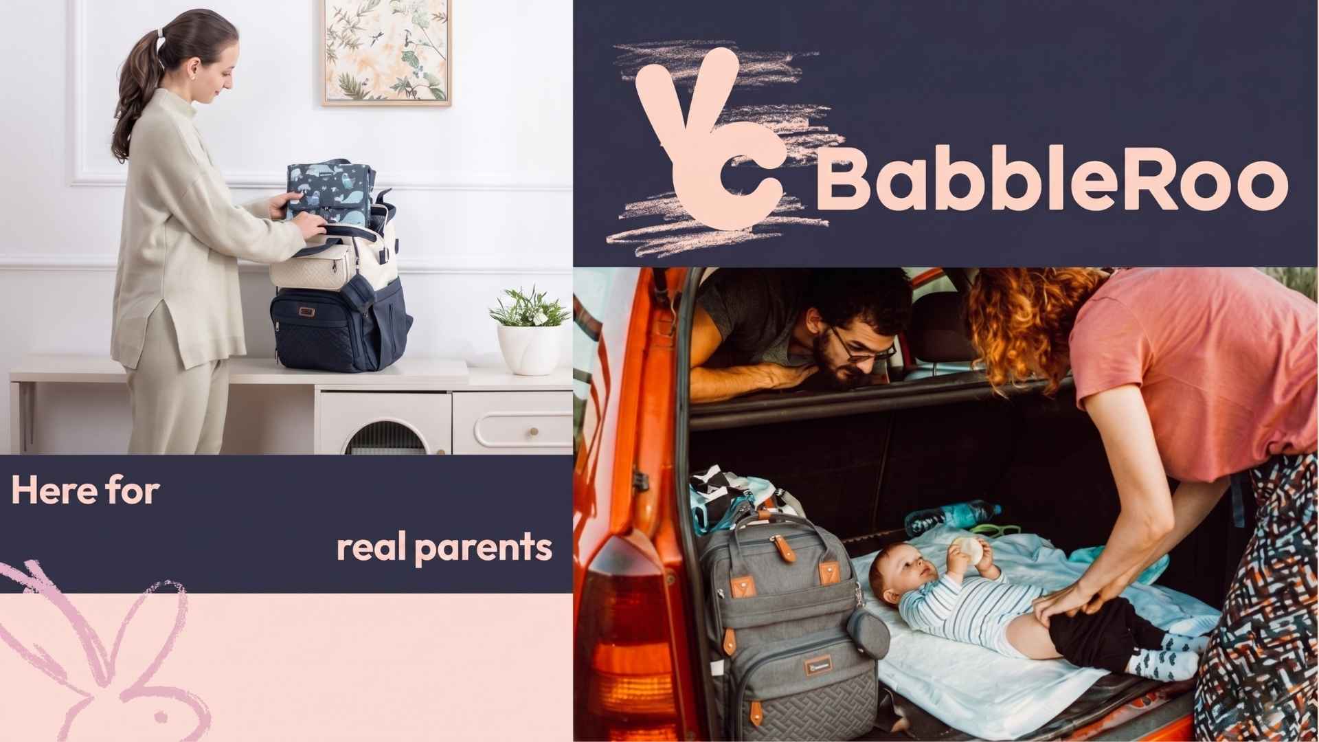 thumbnail video image 2 of BabbleRoo Diaper Bag Backpack, Multifunction Original Baby Diaper Bag with Insulated Pockets, Black, 2 of 6