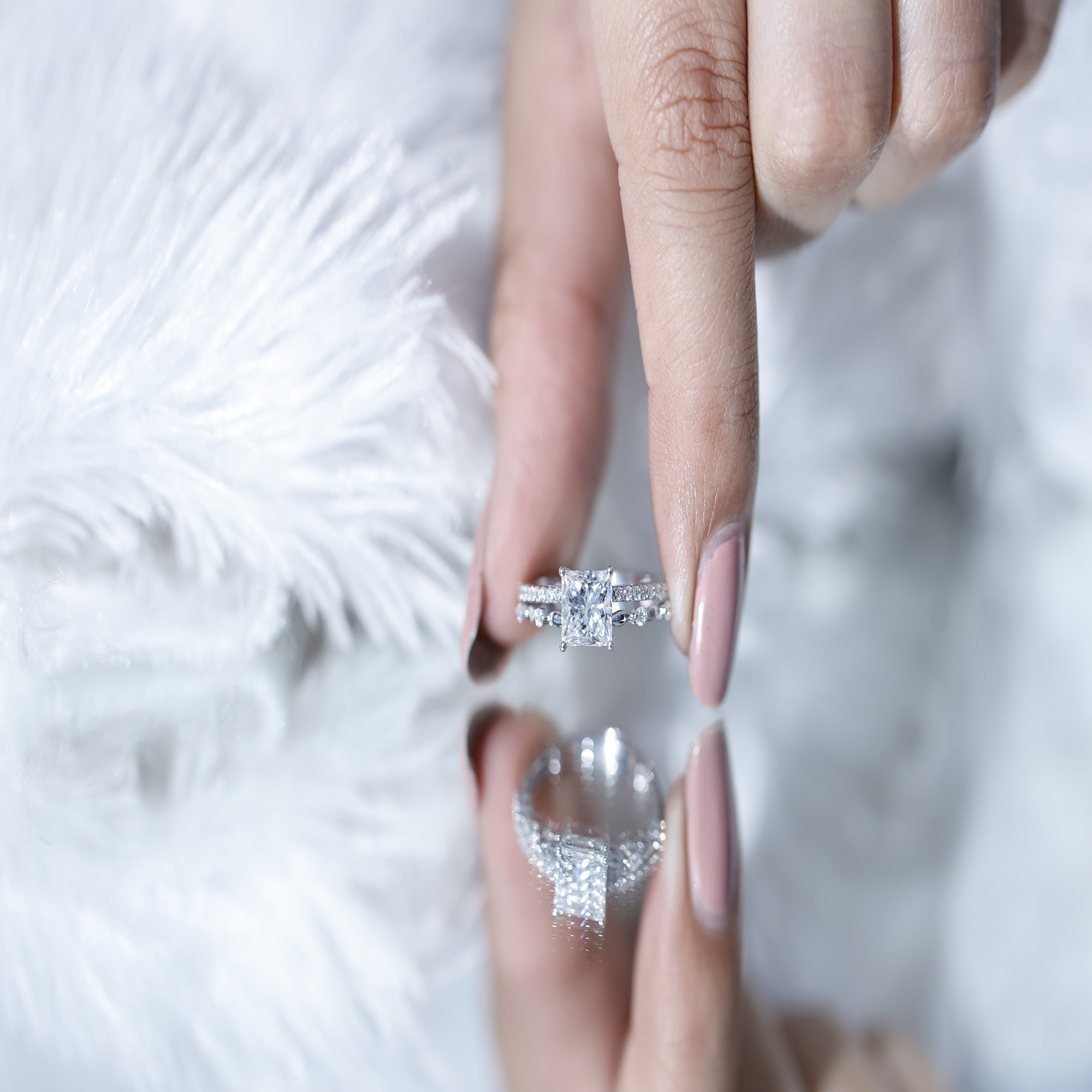 thumbnail video image 2 of Rosec Jewels Lab Created Diamond Engagement Ring 1 Ct - 6 mm Princess Cut Ring - EF-VS Quality, 18K White Gold, US 5.50, 2 of 9