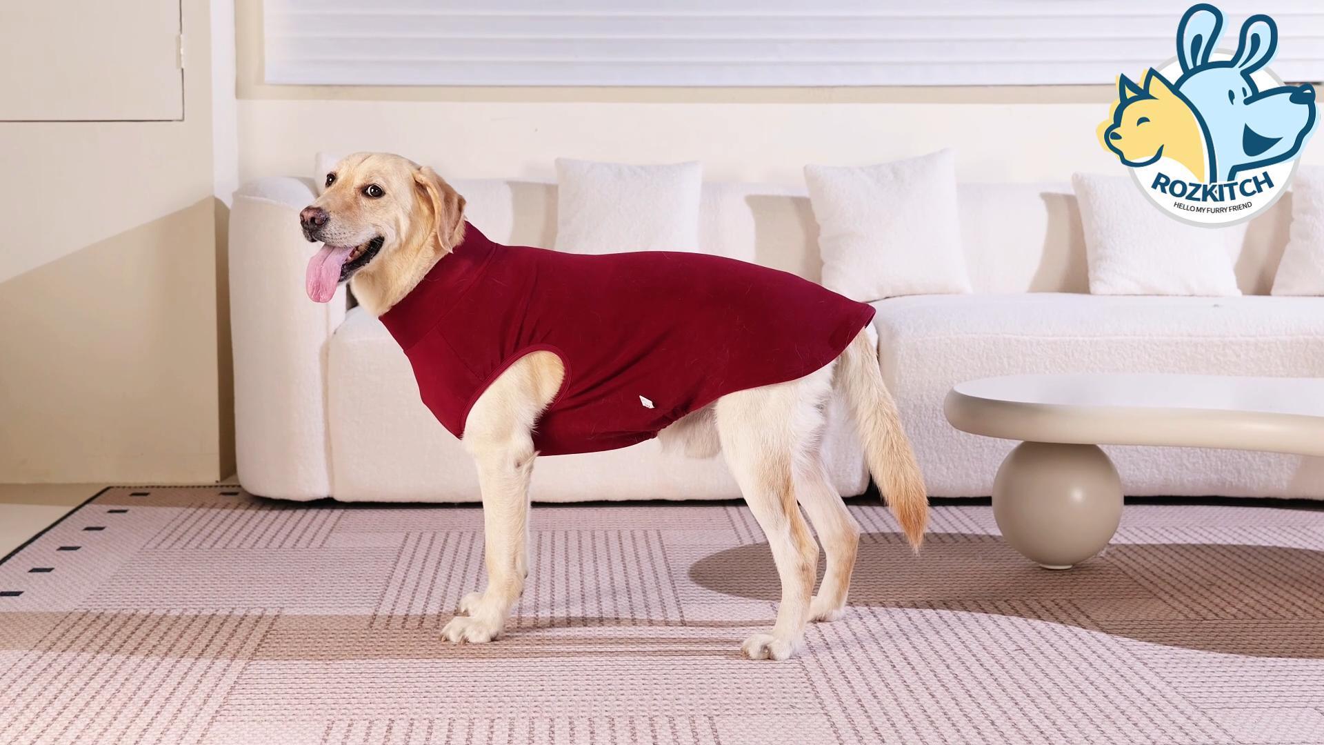 thumbnail video image 2 of ROZKITCH Warm Dog Sweater Stretchy Dog Clothes Sleeveless Pet Sweatshirt for for Indoor and Outdoor Wear Soft Dog Pajamas for Small Medium and Large Dogs(Navyblue,S), 2 of 7