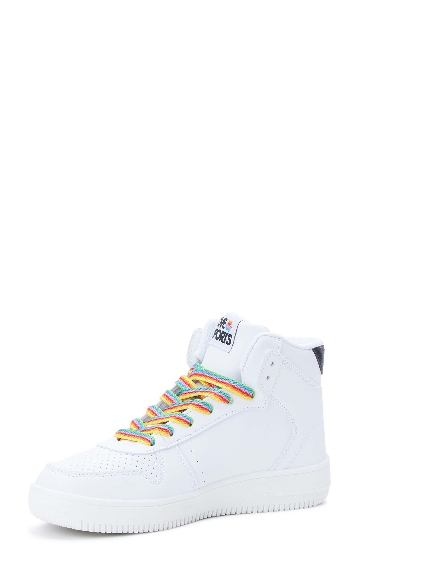 Love & Sports Women's Lace-up High-Top Sneakers (Alternate Rainbow Lace  Included) 