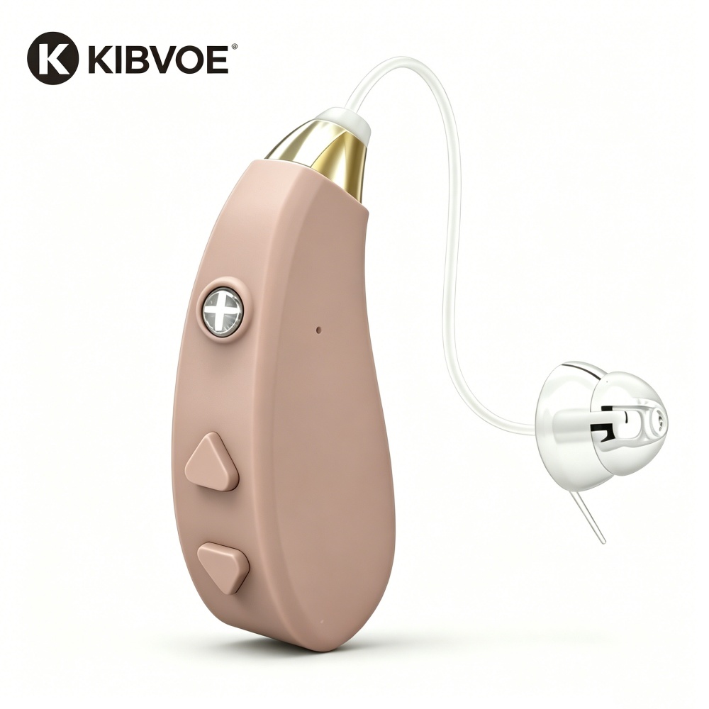 thumbnail video image 2 of KIBVOE Sound Amplifier for Ears, rechargeable battery-powered sound amplifier, Universal Fit Behind the Ear for Adults Seniors(Beige), 2 of 9