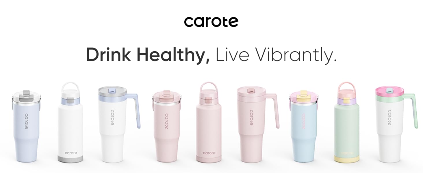 thumbnail video image 2 of Carote 3PCS Insulated Stainless Steel Tumbler Set with Handles, 40oz,32oz*2, Leak-Proof Travel Mugs, Double Wall Vacuum, Pink, 2 of 6