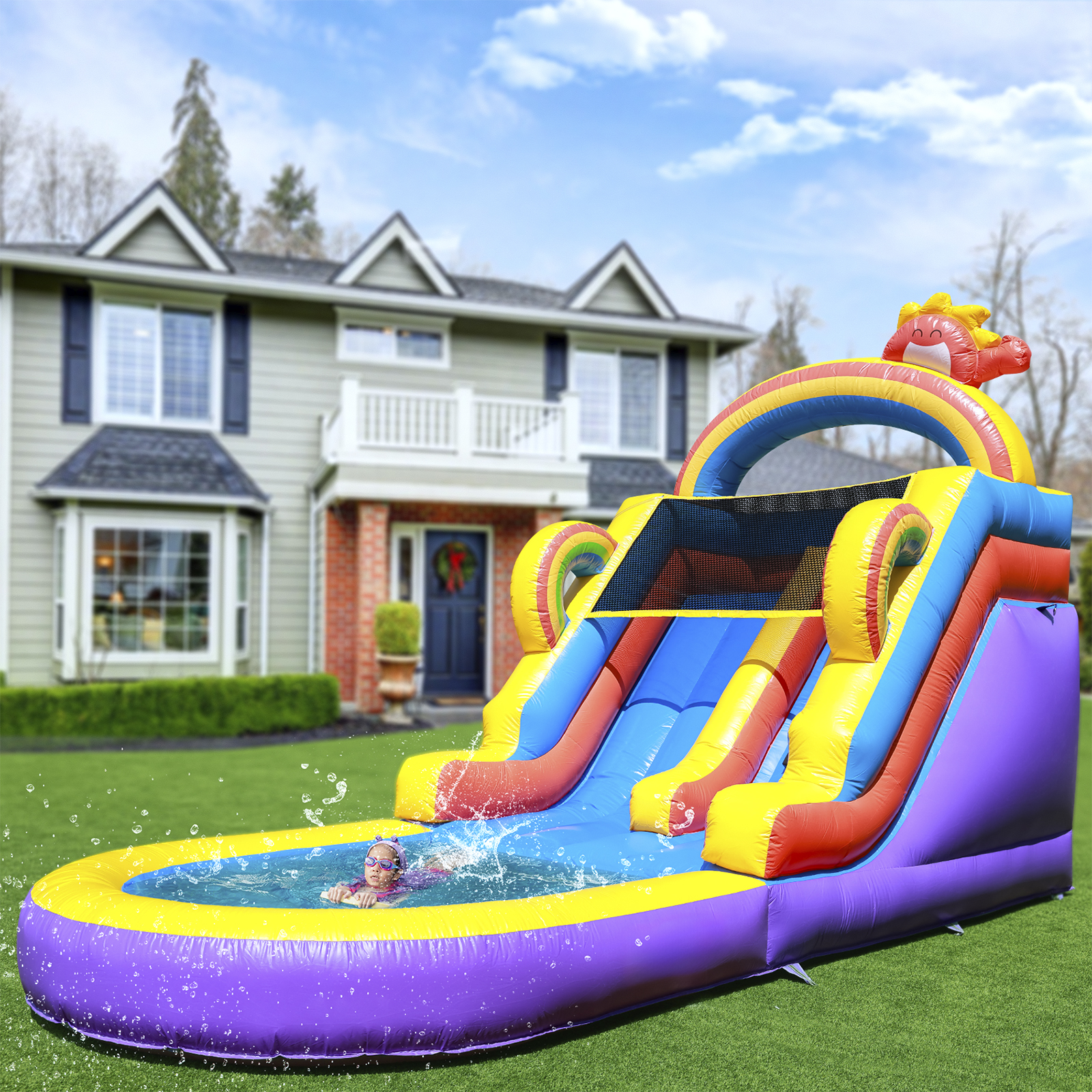 thumbnail video image 2 of Relunch 21FT Inflatable Water Slide Commercial Grade PVC with Pool & Blower – Big Backyard Bounce House for Kids & Adults 21x9x12.8ft, 2 of 12