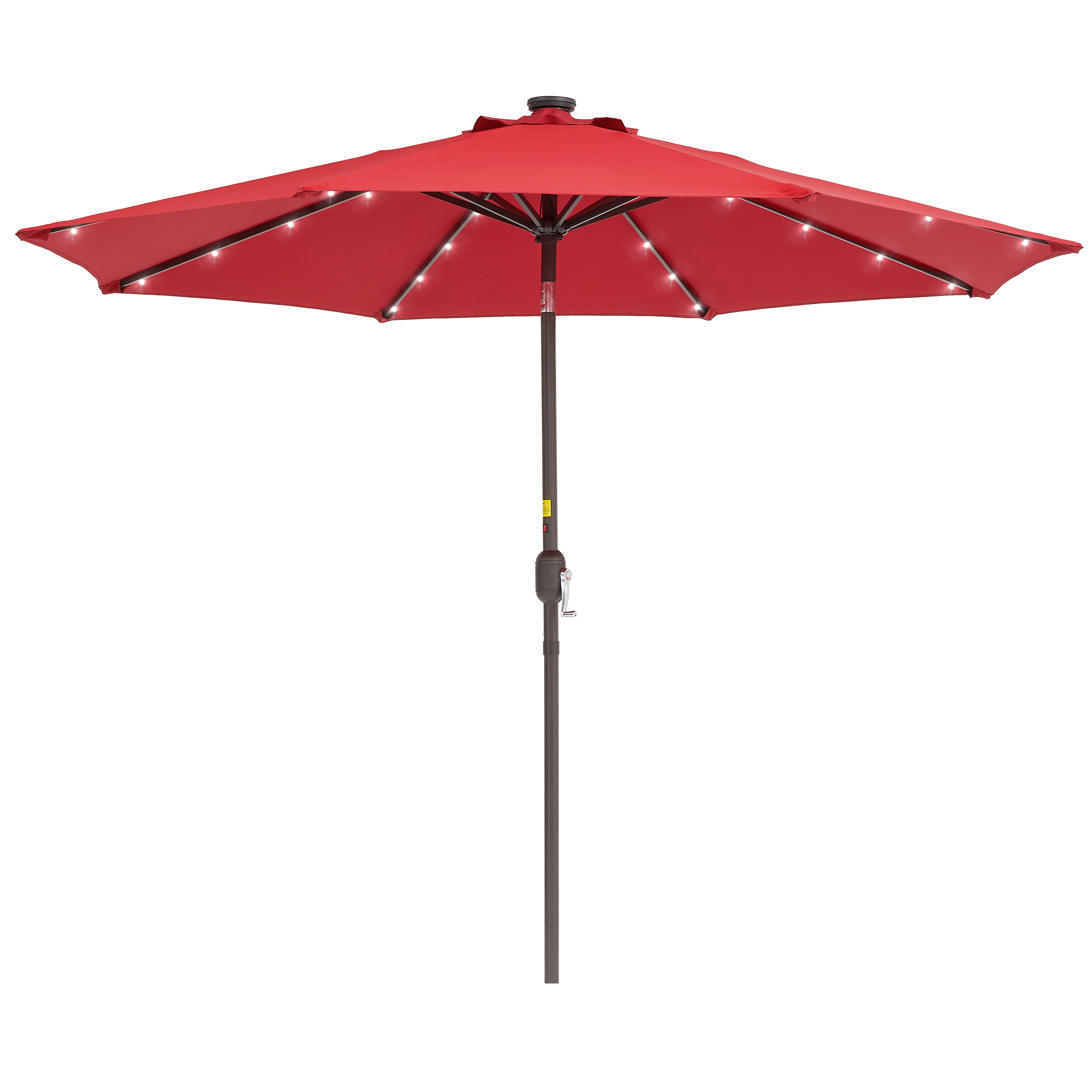 thumbnail video image 2 of ACEGOSES 9ft LED Outdoor Patio Deck Solar Light Umbrellas w/ Tilt,Crank and 8 Ribs,Red, 2 of 9