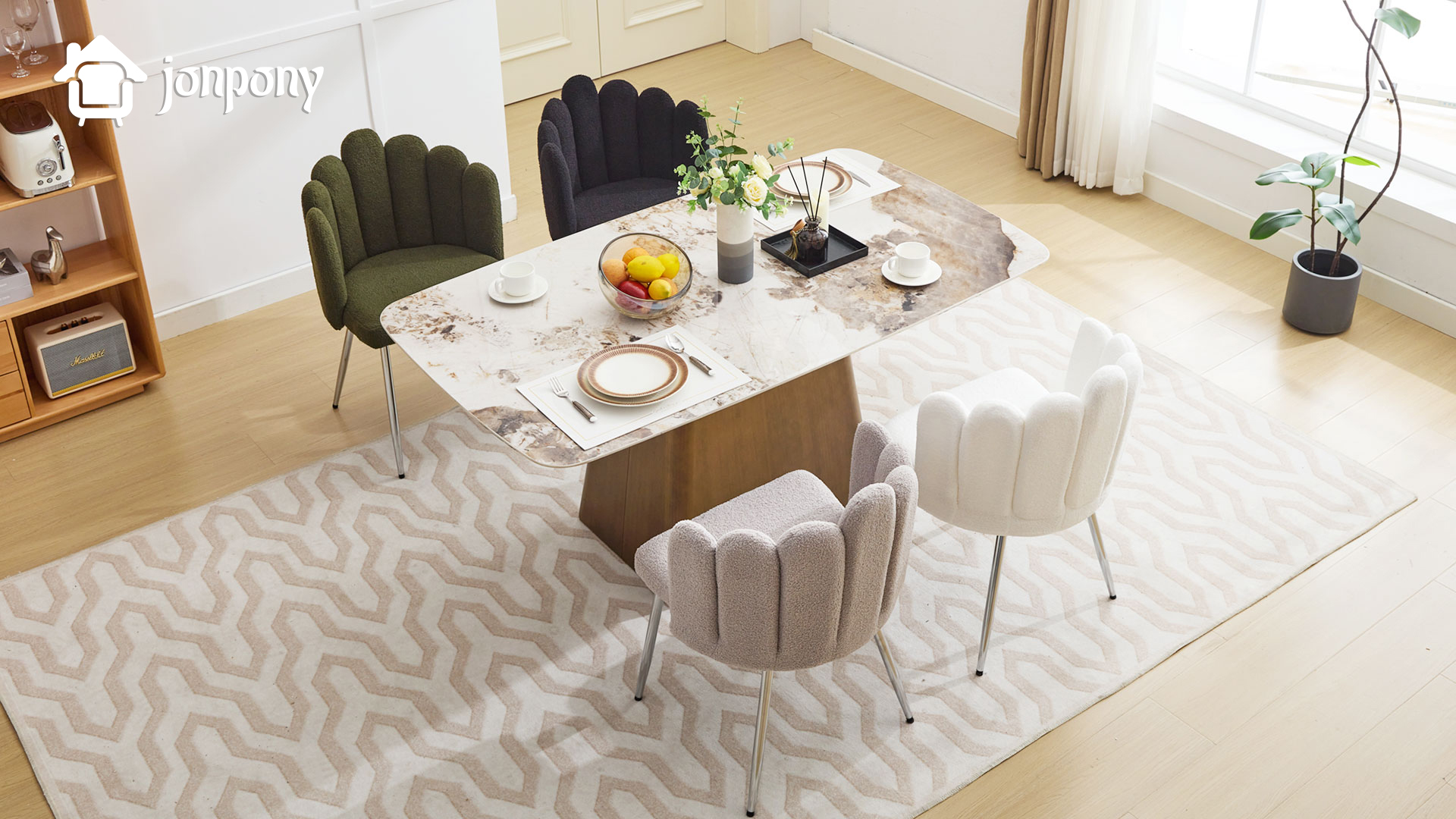 thumbnail video image 2 of JONPONY Dining Chairs Modern Upholstered Set of 4 Dining Room Chairs for Living Room, Bedroom, Kitchen,White, 2 of 9