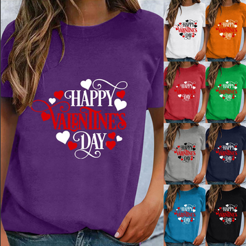 thumbnail video image 2 of Baqcunre Valentine's Day Shirts for Women Classic Version of Cotton Short Sleeve Crewneck Loose Printed T Shirt (Red S-2XL), Womens Tops Graphic Tees for Women Shirts for Women, Womens Clothes, 2 of 5