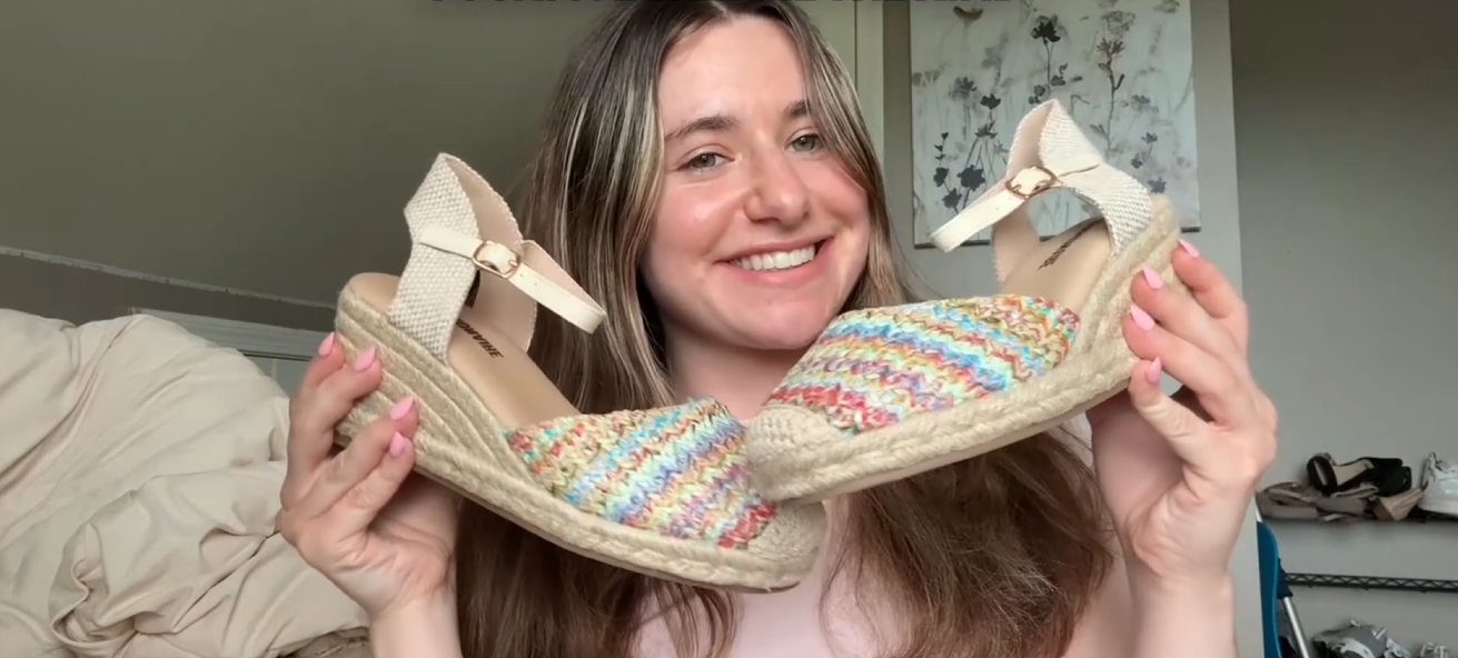 thumbnail video image 2 of Cushionaire Tuti Platform Espadrilles for Women, Multicolor Woven Closed Toe Wedge Sandals with Adjustable Ankle Strap and Cushioned Footbed, 2 of 23