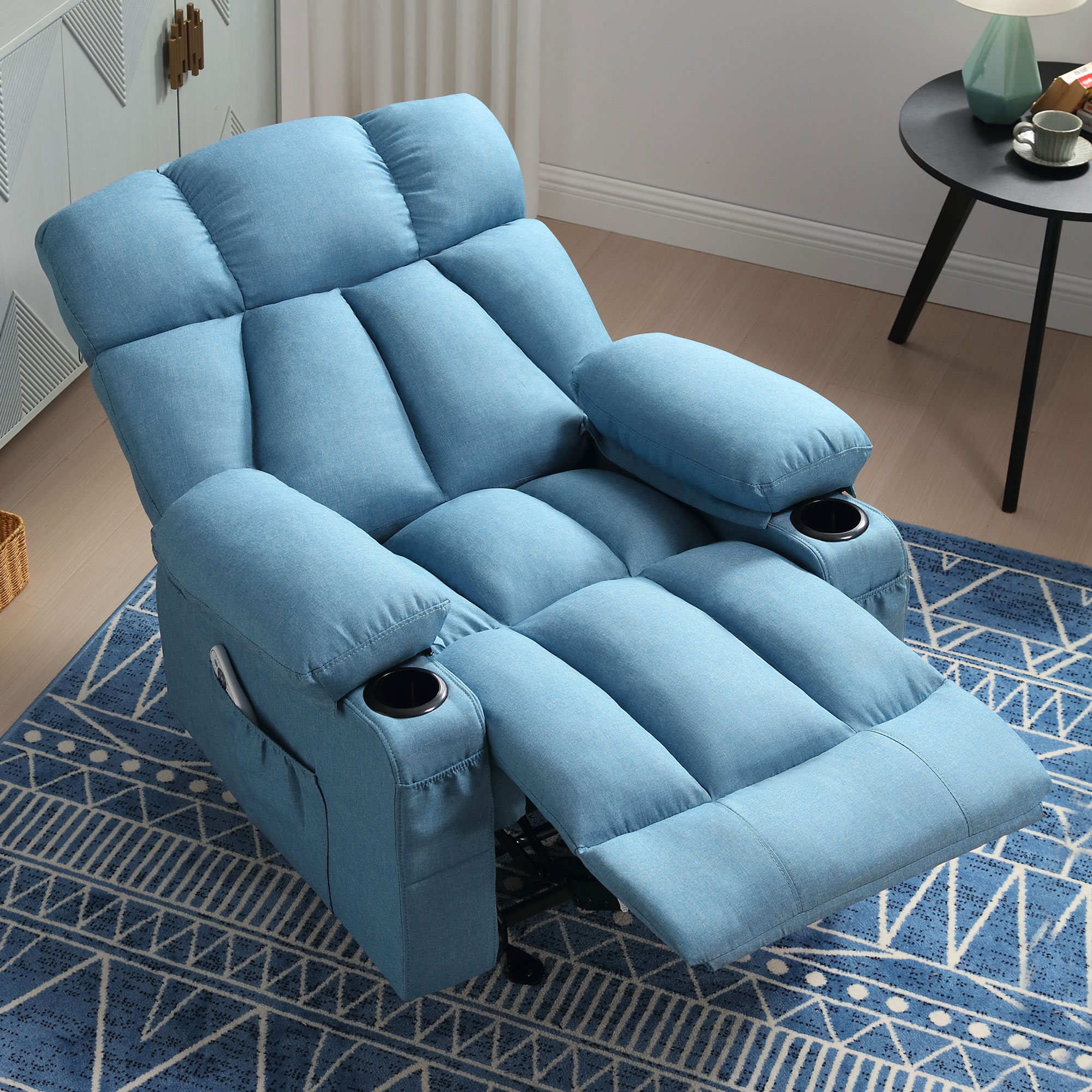 JONPONY Manual Recliner Chair, Heat Therapy and Massage, Light