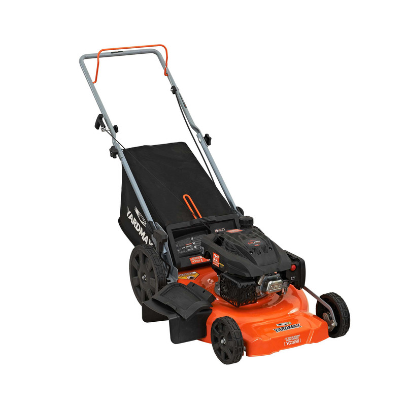 YARDMAX 21 in. 170cc Gas Powered Manual Lawn Mower, 3-in-1 Walk