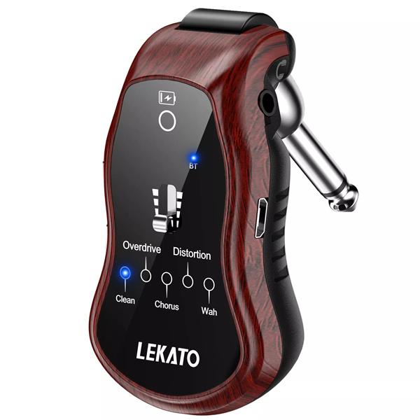 thumbnail video image 2 of LEKATO Guitar Headphone Amplifier Micro Headphone Amplifier Bass Guitar Headphone Amplifier Rechargeable Mini Guitar Practice Amp with Bluetooth Receiver Clean Chorus Overdrive Distortion and Wah, 2 of 10