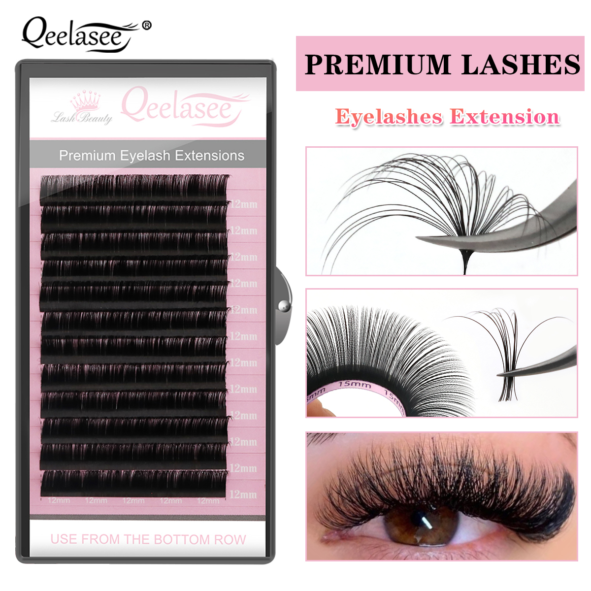 thumbnail video image 2 of Qeelasee False Eyelash Extensions 0.07mm Volume Fan Individual Lashes supplies D Curl 8-15 mm, 2 of 7