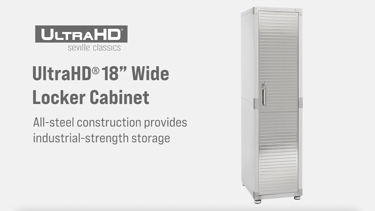 thumbnail video image 2 of Seville Classics UltraHD Locker Storage Cabinet, 18" W x 24" D x 72" H, Granite Gray, 2 of 8