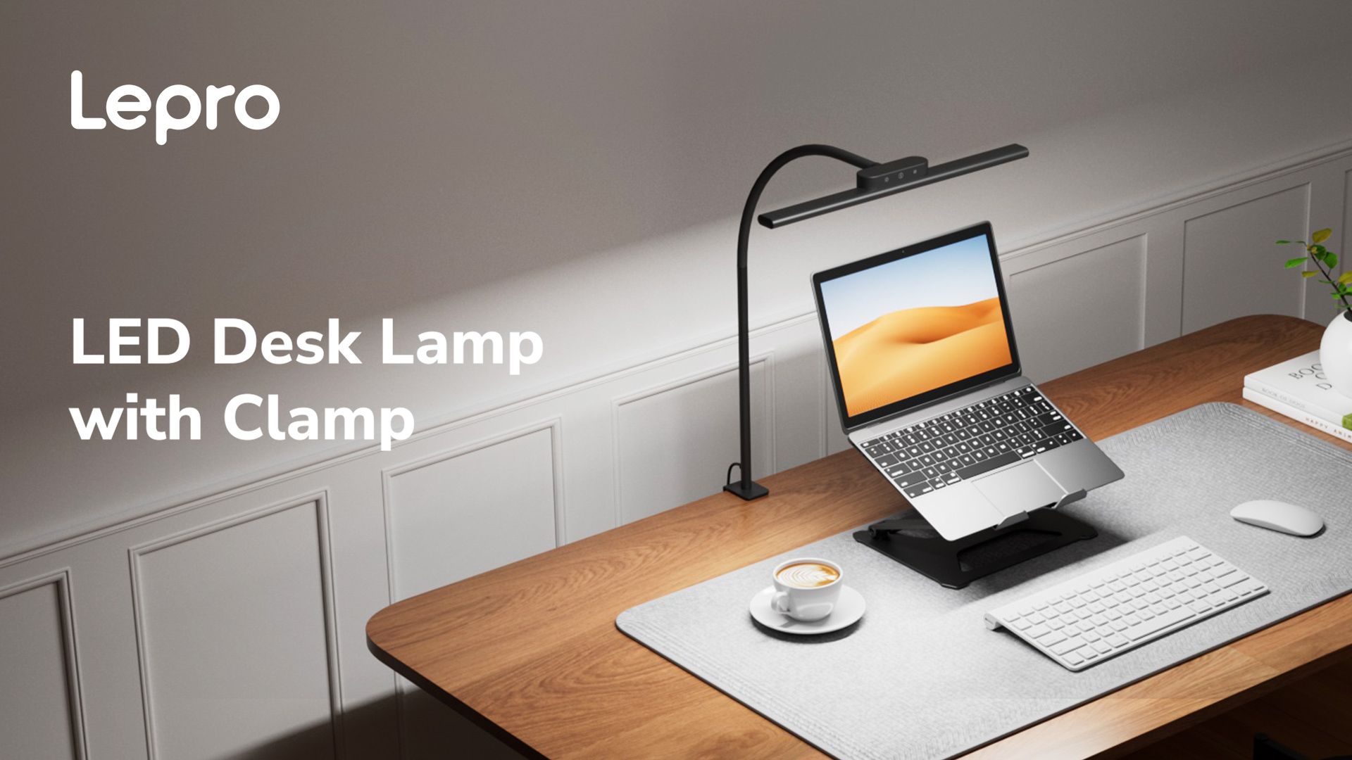 thumbnail video image 2 of Lepro LED Desk Lamp with Clamp, 700LM Super Bright Task Light, 5 Color Temperatures 5 Brightness Levels, 360° Adjustable Gooseneck, Eye-Caring Dimmable Office Lamp for Home, Study & Workbench, Black, 2 of 9