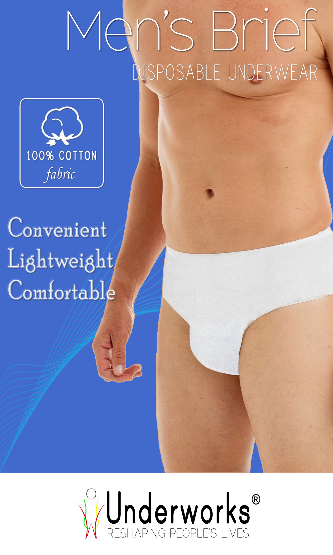 thumbnail video image 2 of Underworks Men Disposable 100% Cotton Underwear for Travel- Hospital Stays - Emergency - 10 Pack&nbsp; White Large, 2 of 4