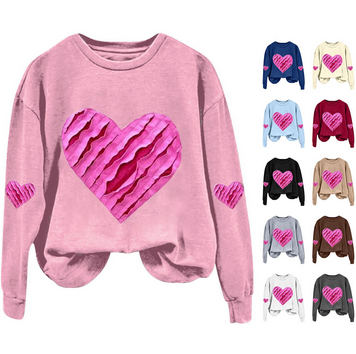 thumbnail video image 2 of Baqcunre Crewneck Sweatshirts Solid Color Crew Neck Loose Long Sleeved Valentine's Day Print Hoodless Sweatshirt(Black S-2XL),Womens Sweatshirt Womens Tops Valentine's Day Shirts for Women, 2 of 4