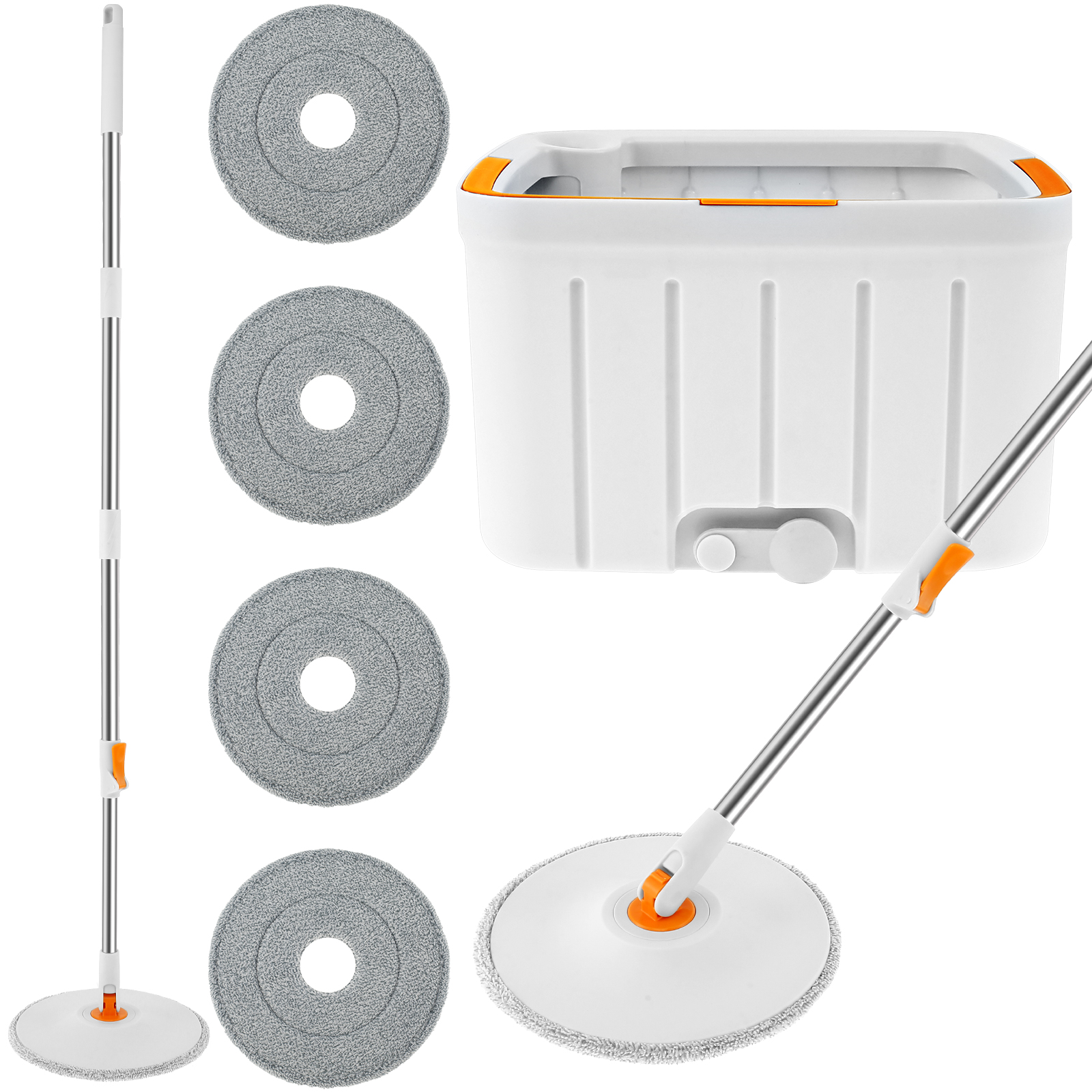 thumbnail video image 2 of Keyohome Spin Mop and Bucket with Wringer Set for Floor Cleaning with 4 Microfiber Pads, 2 of 9
