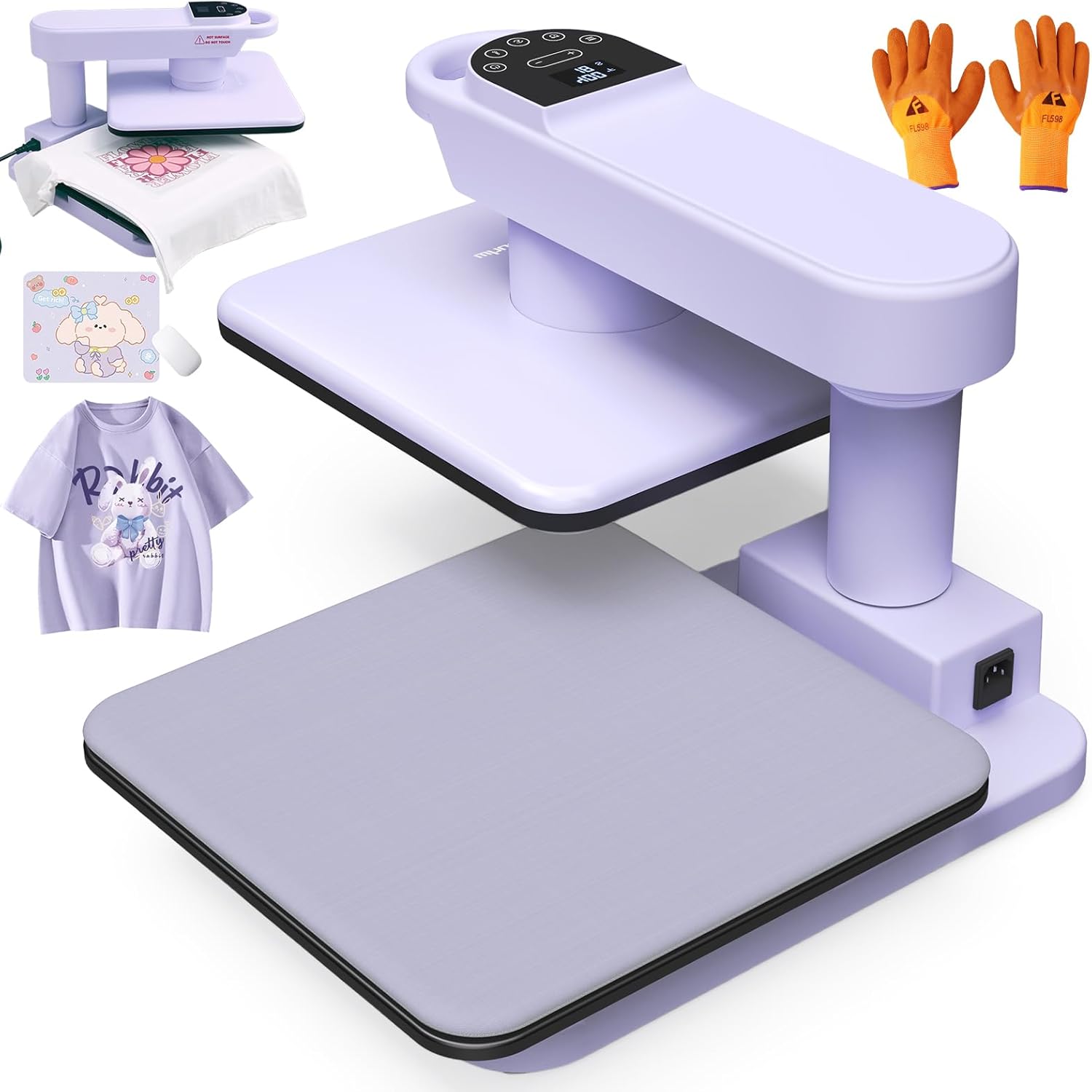 thumbnail video image 2 of Adnoom Auto Heat Press Machine with Swivel Design,Auto Release & off,15x15 Sublimation Shirt Press with Higher Heating Height for T-Shirt,Heat Transfer Projects,Purple, 2 of 9