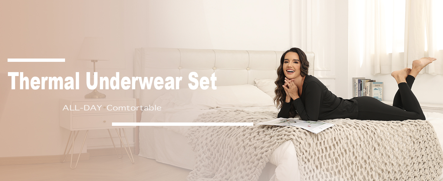 thumbnail video image 2 of 3 Sets Women's Thermal Underwear Set Fleece Lined Long Johns Thermal Underwear Base Layer for Women Cold Winter Black-Black-Black M, 2 of 7