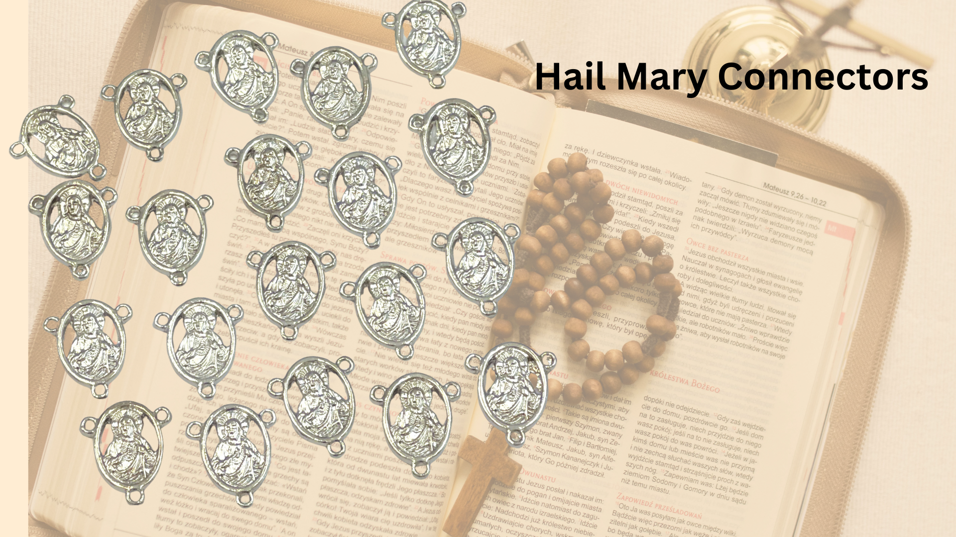 thumbnail video image 2 of Hail Mary Holy Mother Virgin Links Connectors, Silver Charms Pendant Findings For Necklace Making, DIY Jewelry Supplies, Gift For Beaders,  15x18mm, 20pcs, 2 of 9